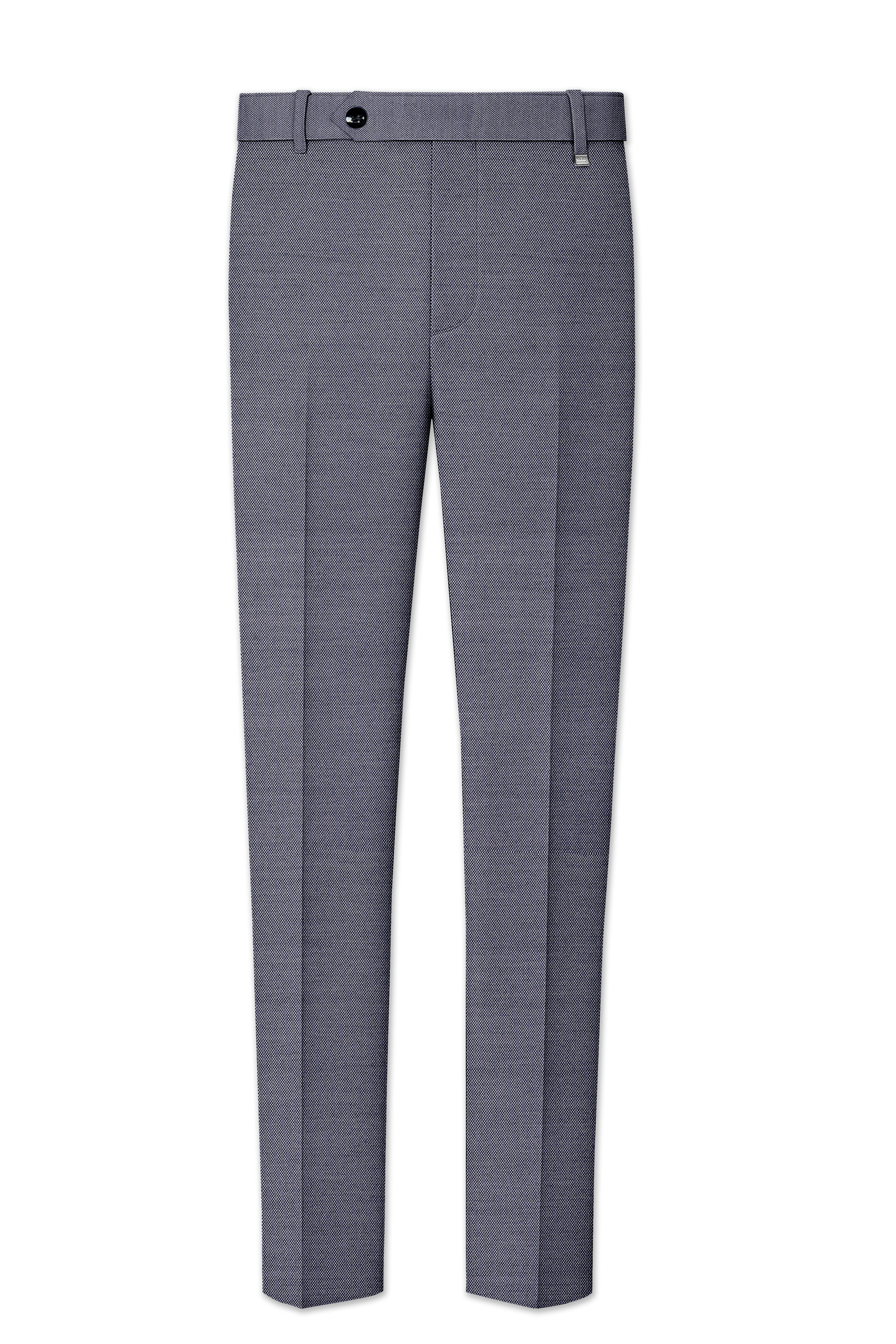 Herrivell-Martinique Blue Herringbone Textured Wool Rich Single Breasted Suit