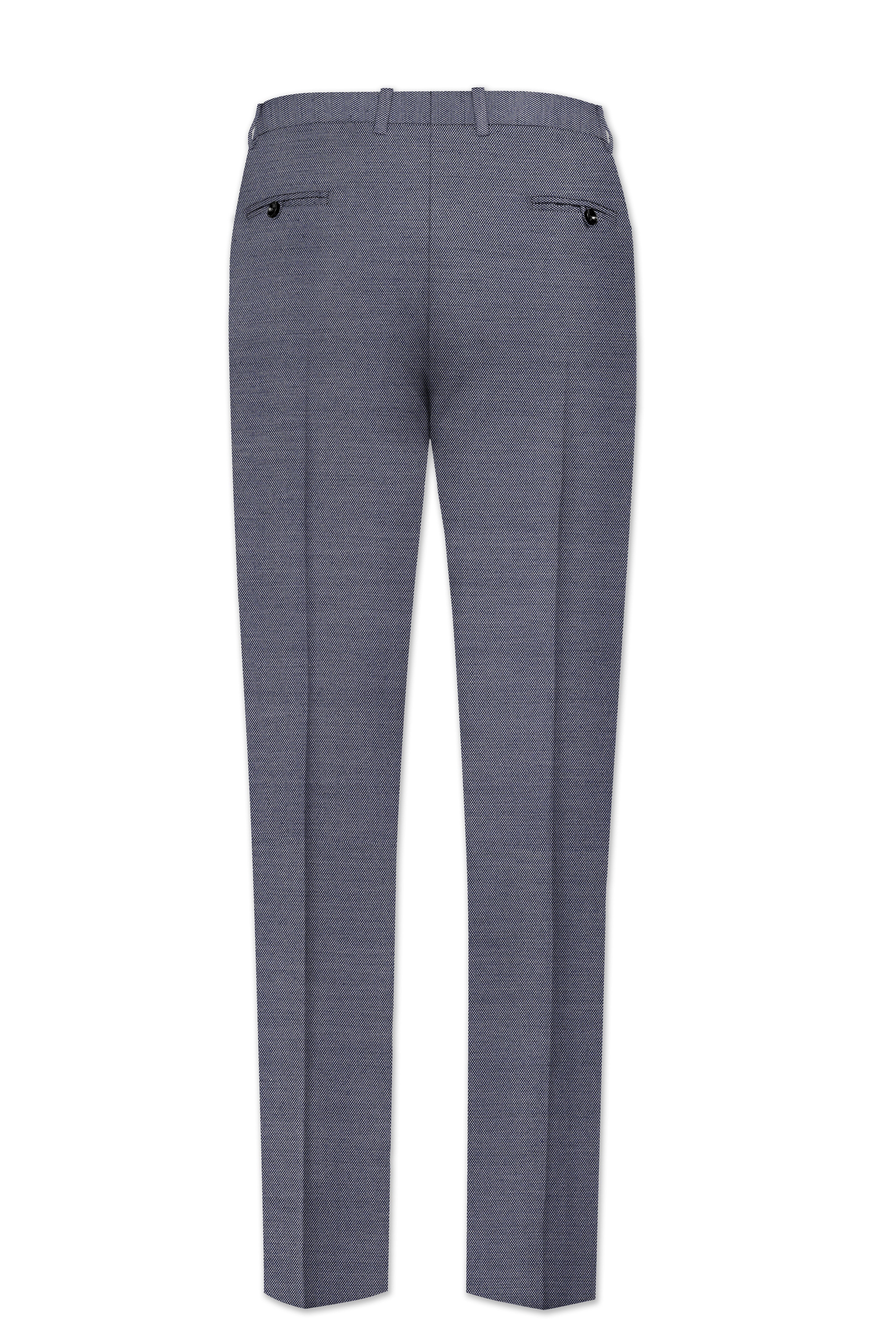 Herrivell-Martinique Blue Herringbone Textured Wool Rich Single Breasted Suit