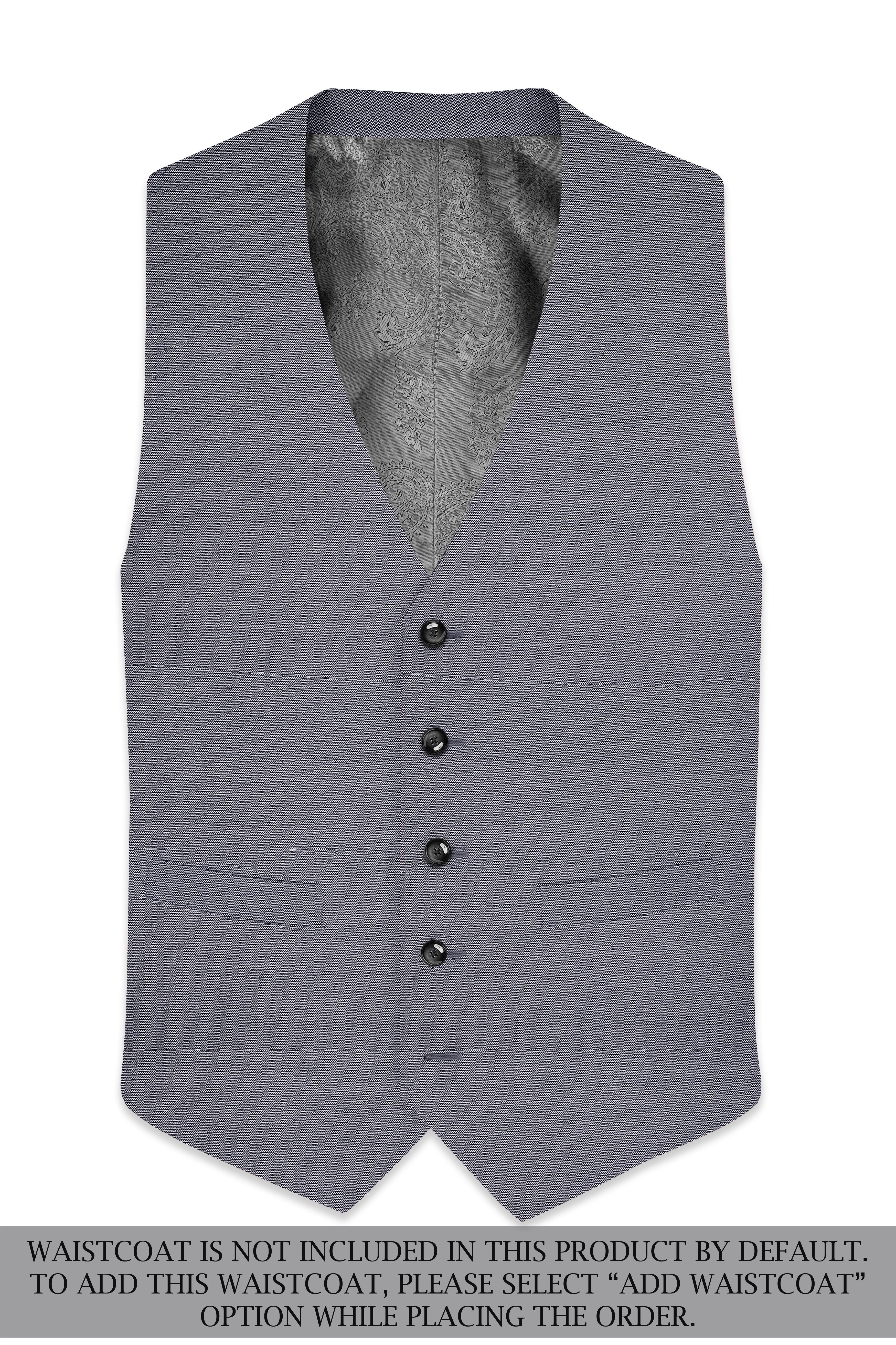 Herrivell-Martinique Blue Herringbone Textured Wool Rich Single Breasted Suit
