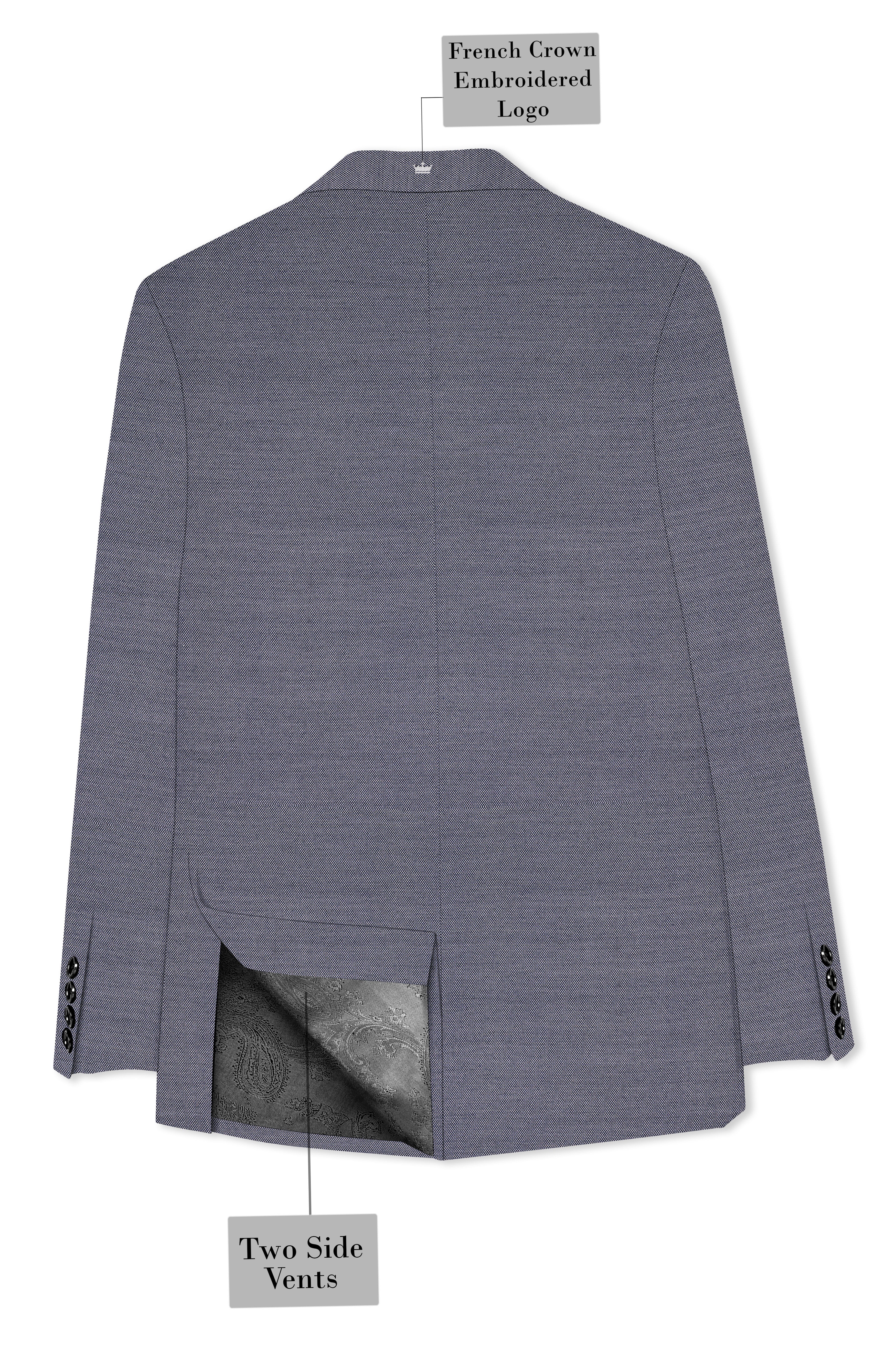 Herrivell-Martinique Blue Herringbone Textured Wool Rich Single Breasted Suit