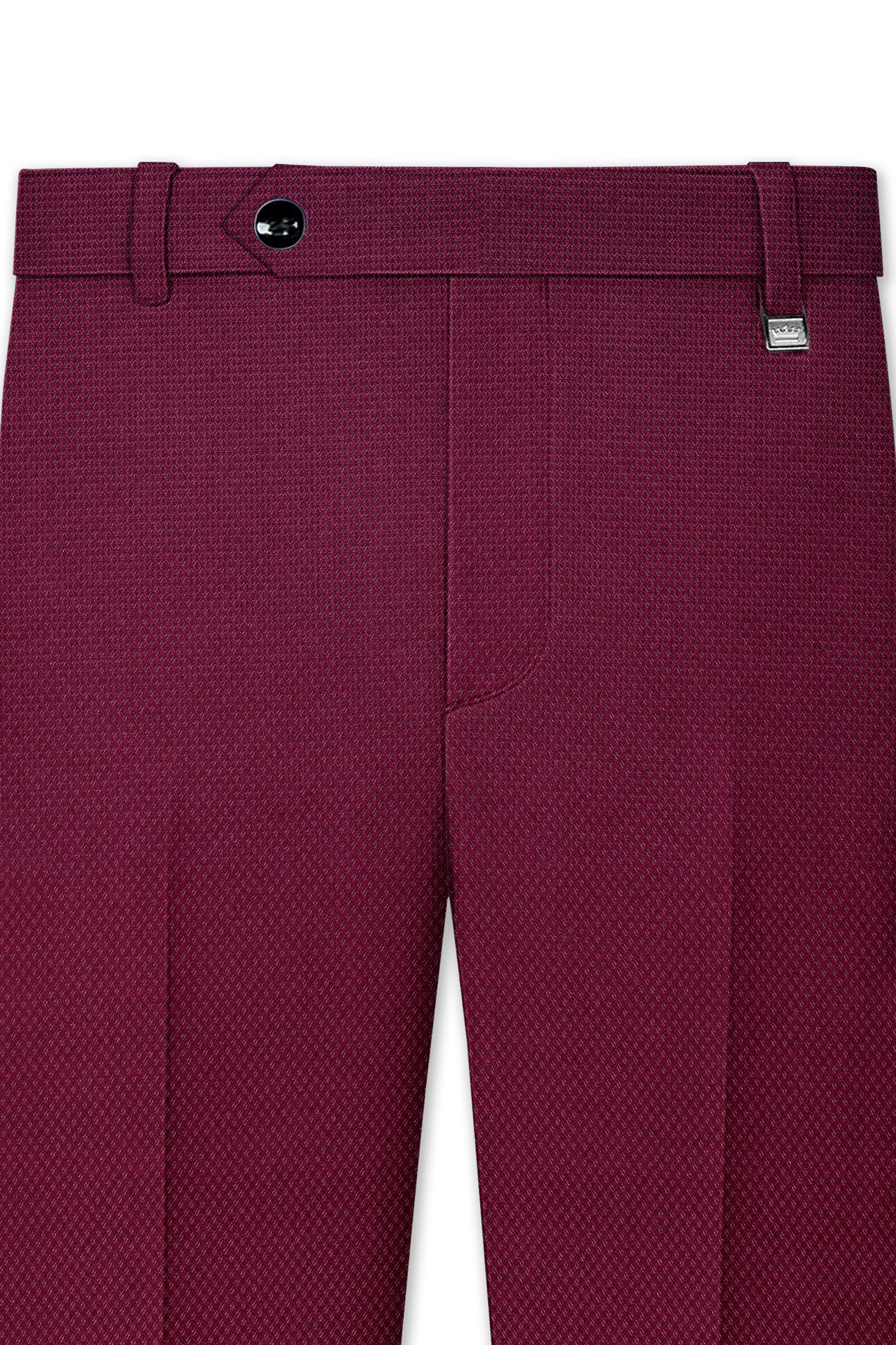 Marcrest-Castro Maroon Textured Wool Rich Single Breasted Suit