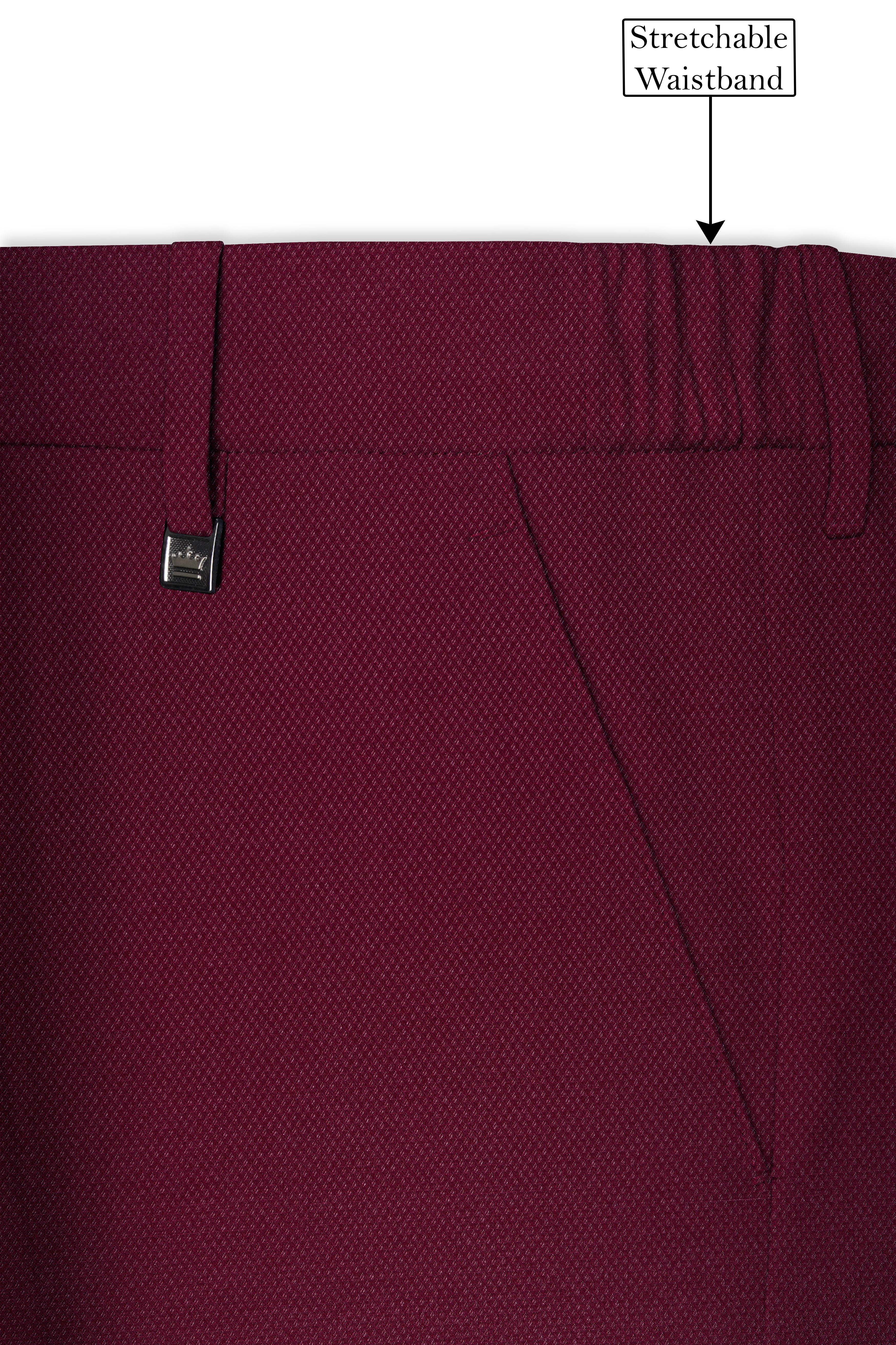 Marcrest-Castro Maroon Textured Wool Rich Single Breasted Suit