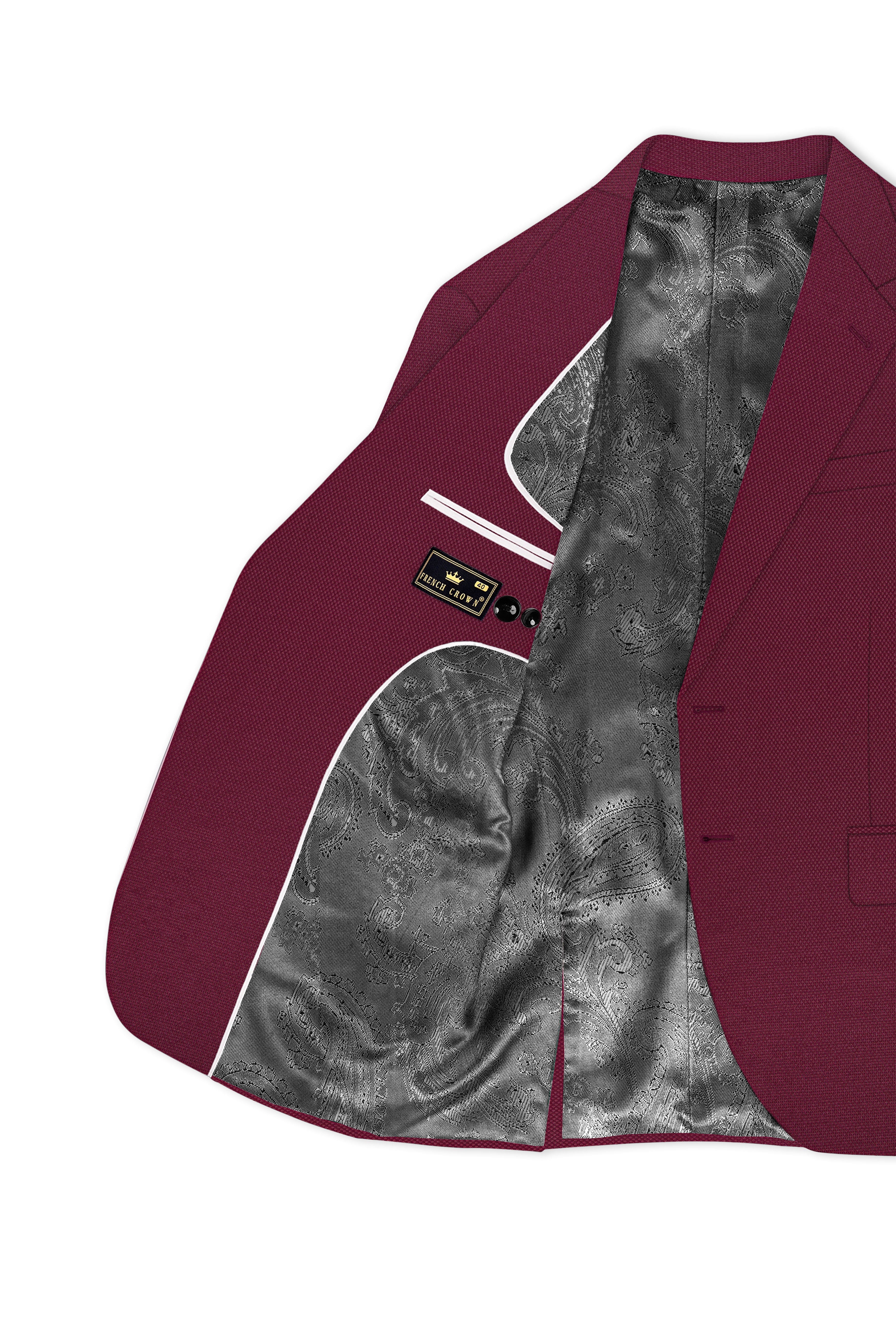 Marcrest-Castro Maroon Textured Wool Rich Single Breasted Suit