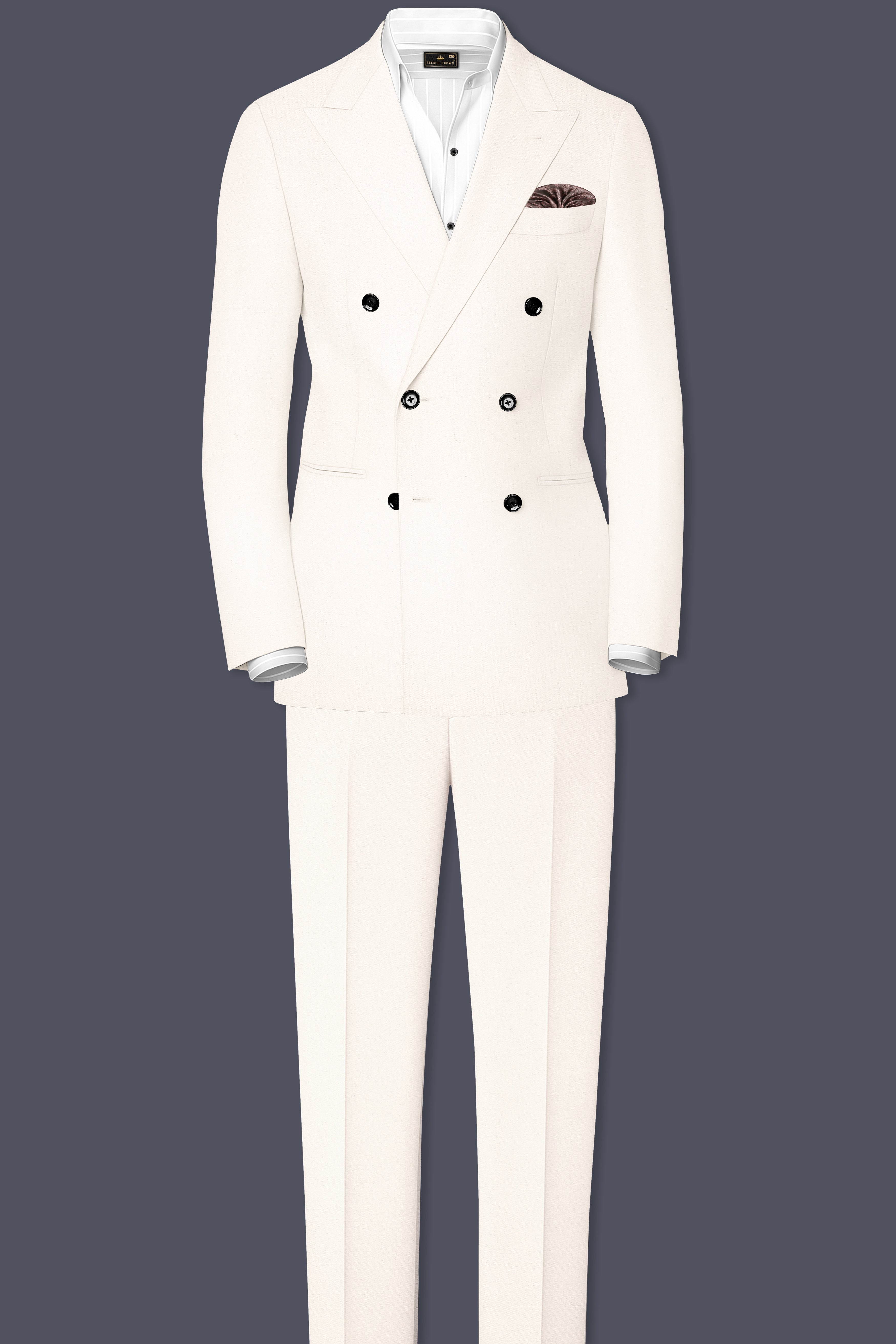 Biancore-Vista White 4-Way Stretch Premium Cotton Double Breasted Suit