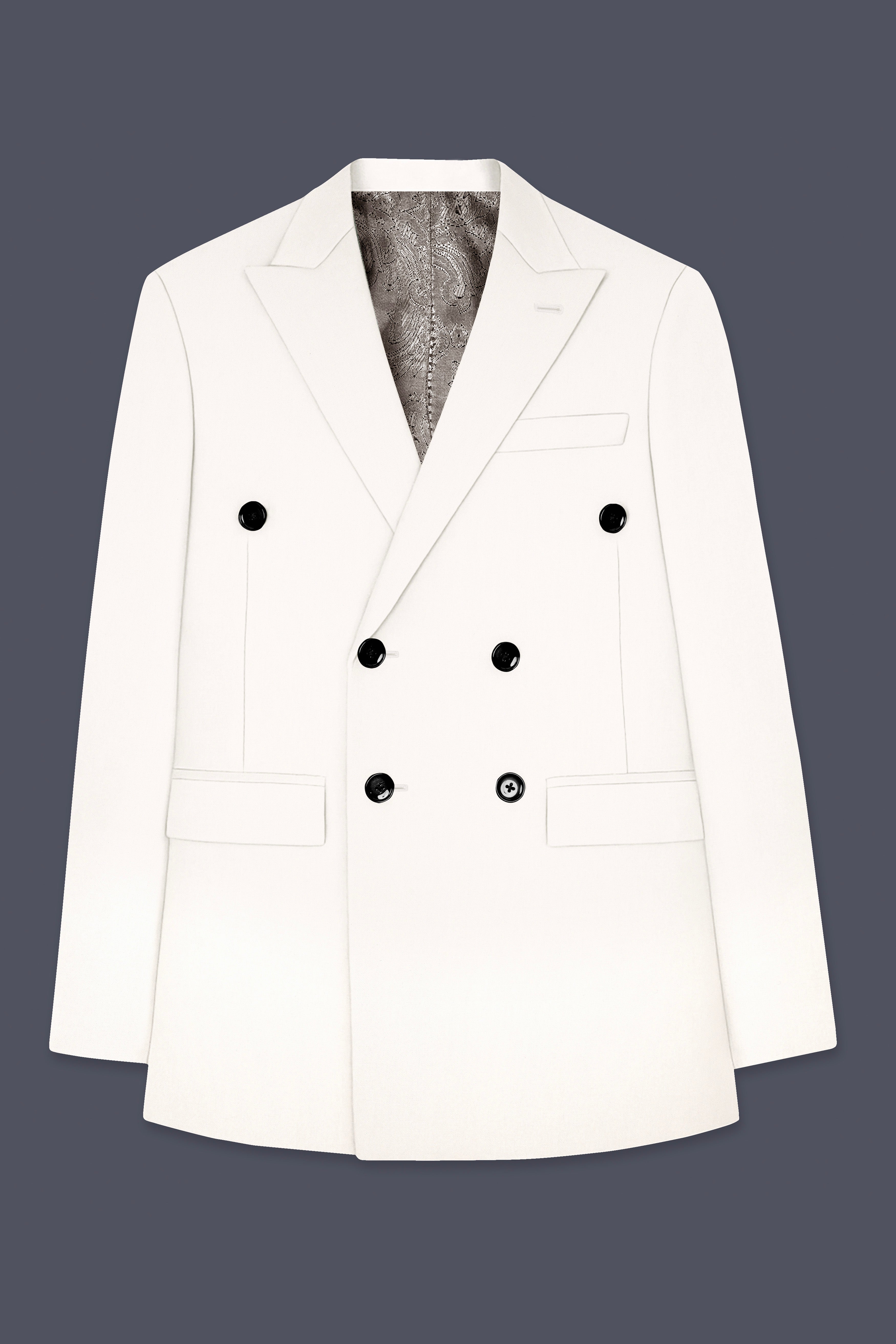 Biancore-Vista White 4-Way Stretch Premium Cotton Double Breasted Suit