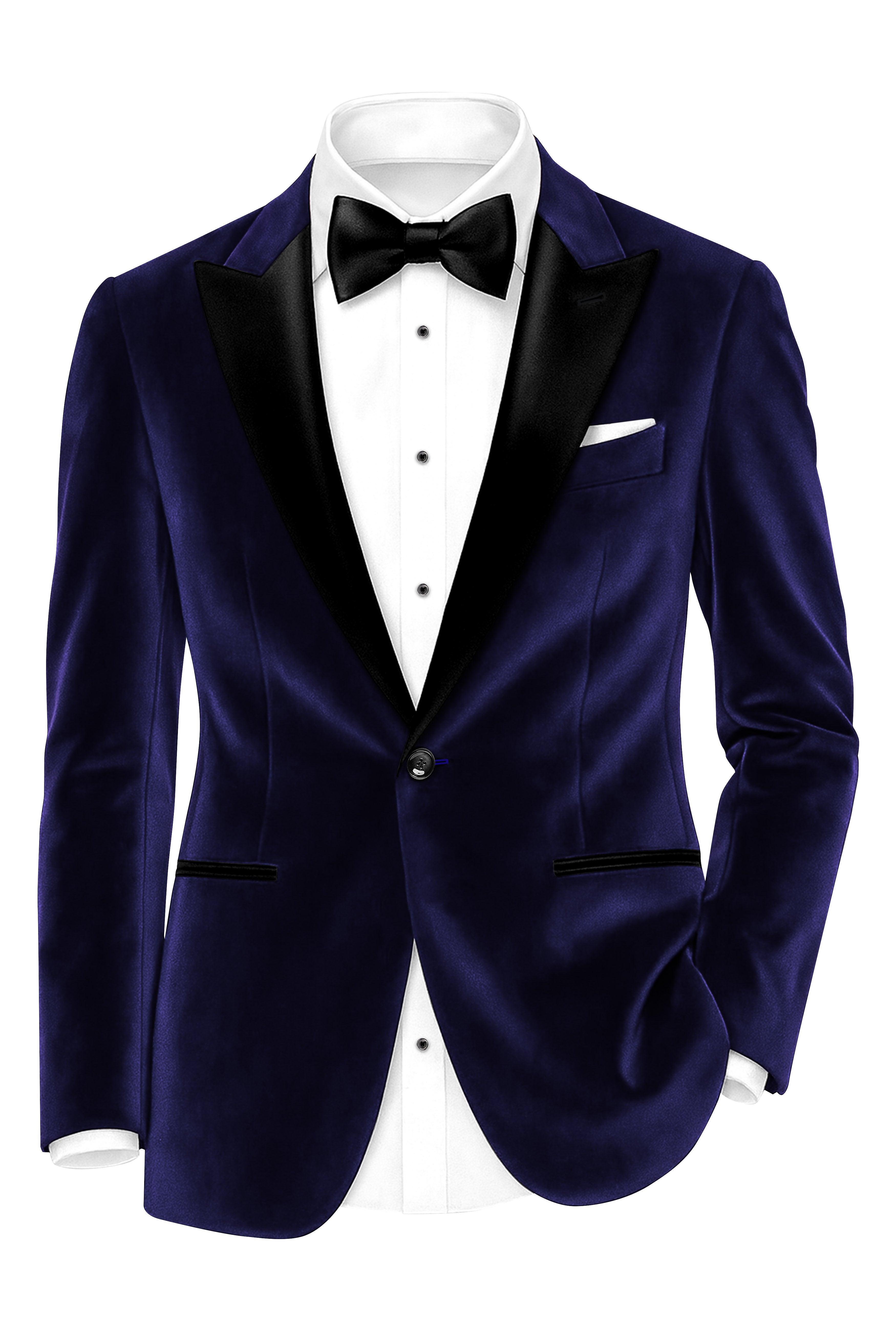 Azurion-Royal Blue Velvet Peak Lapel Tuxedo Suit