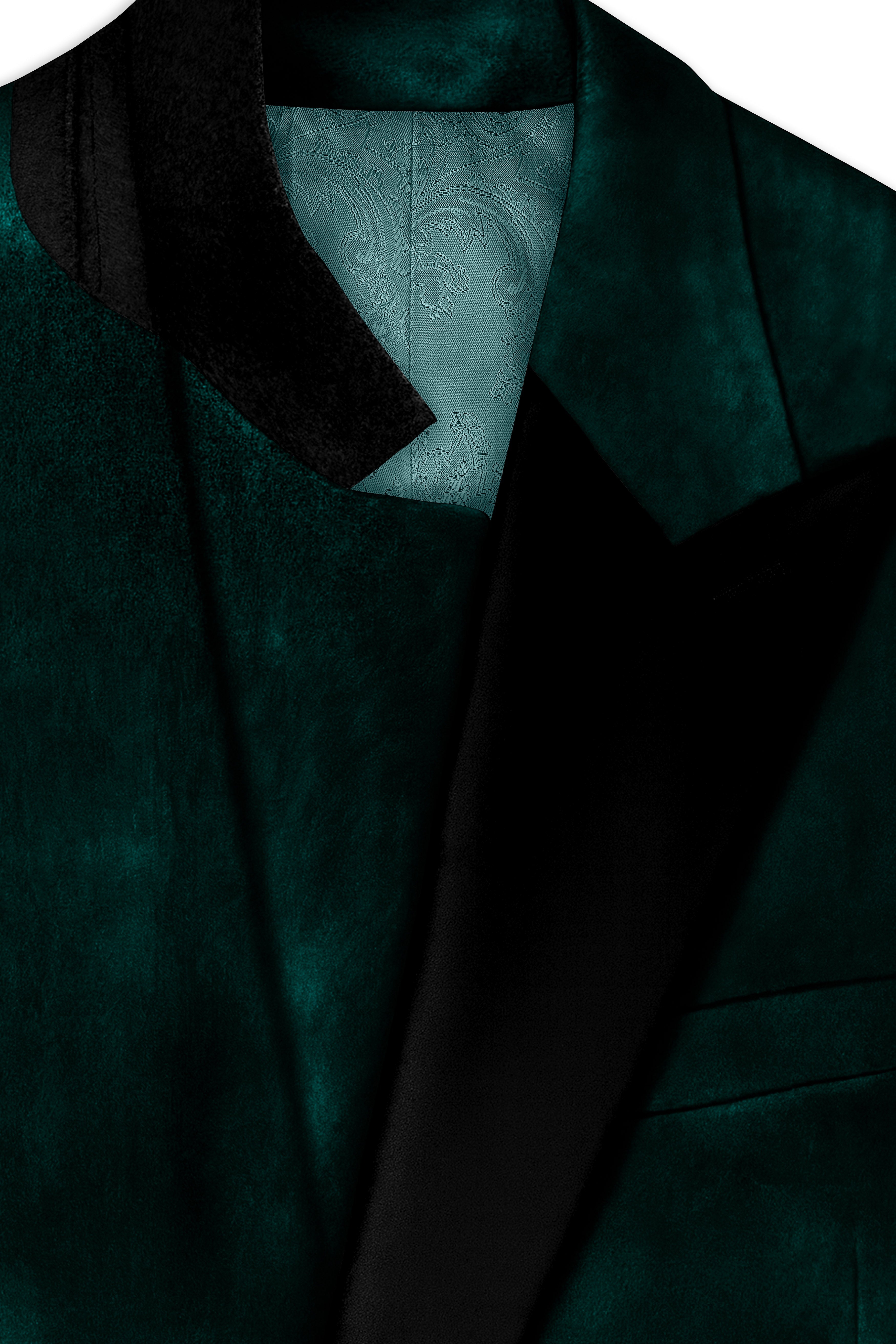 Emerivell-Racing Green Velvet Peak Lapel Tuxedo Suit