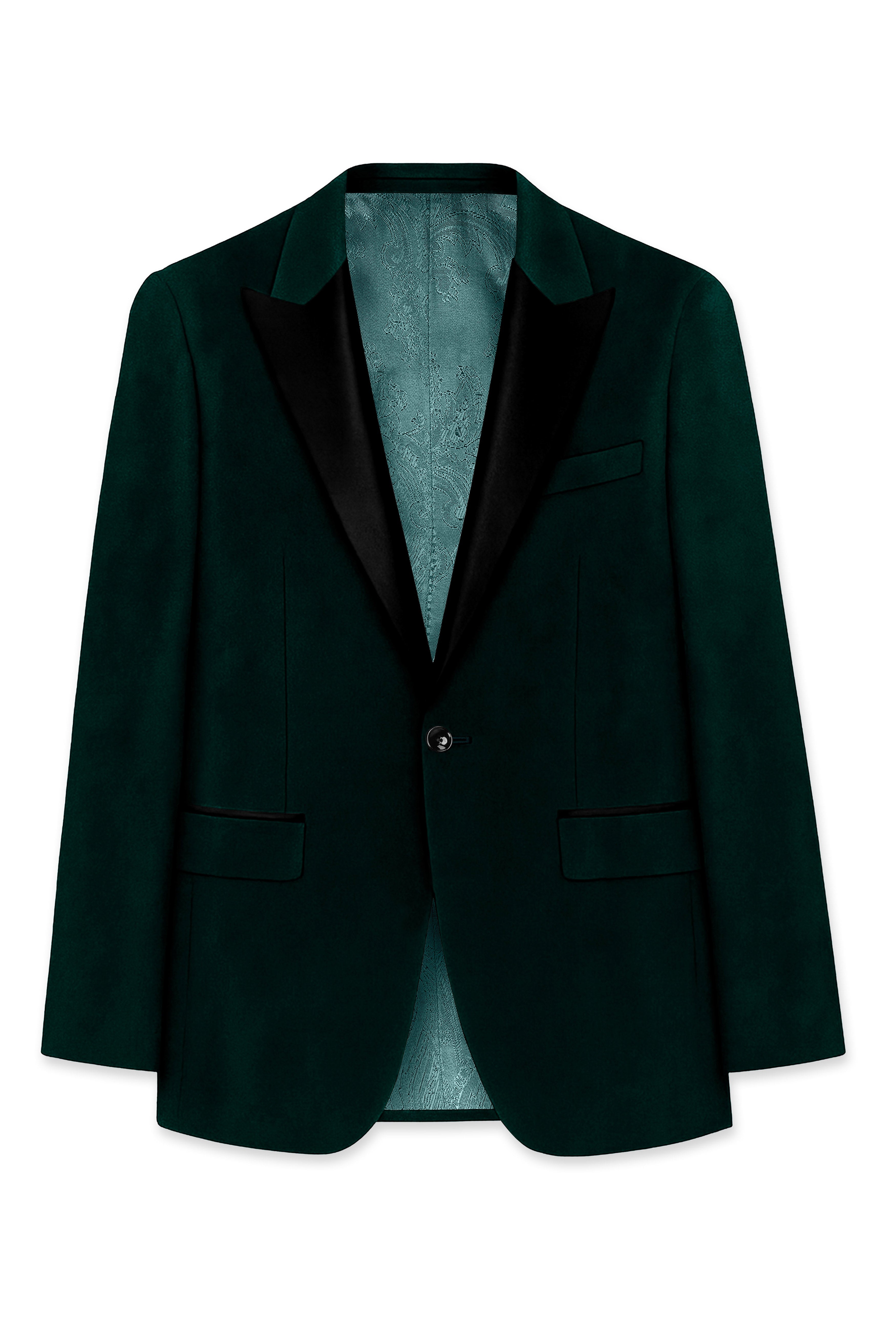 Emerivell-Racing Green Velvet Peak Lapel Tuxedo Suit
