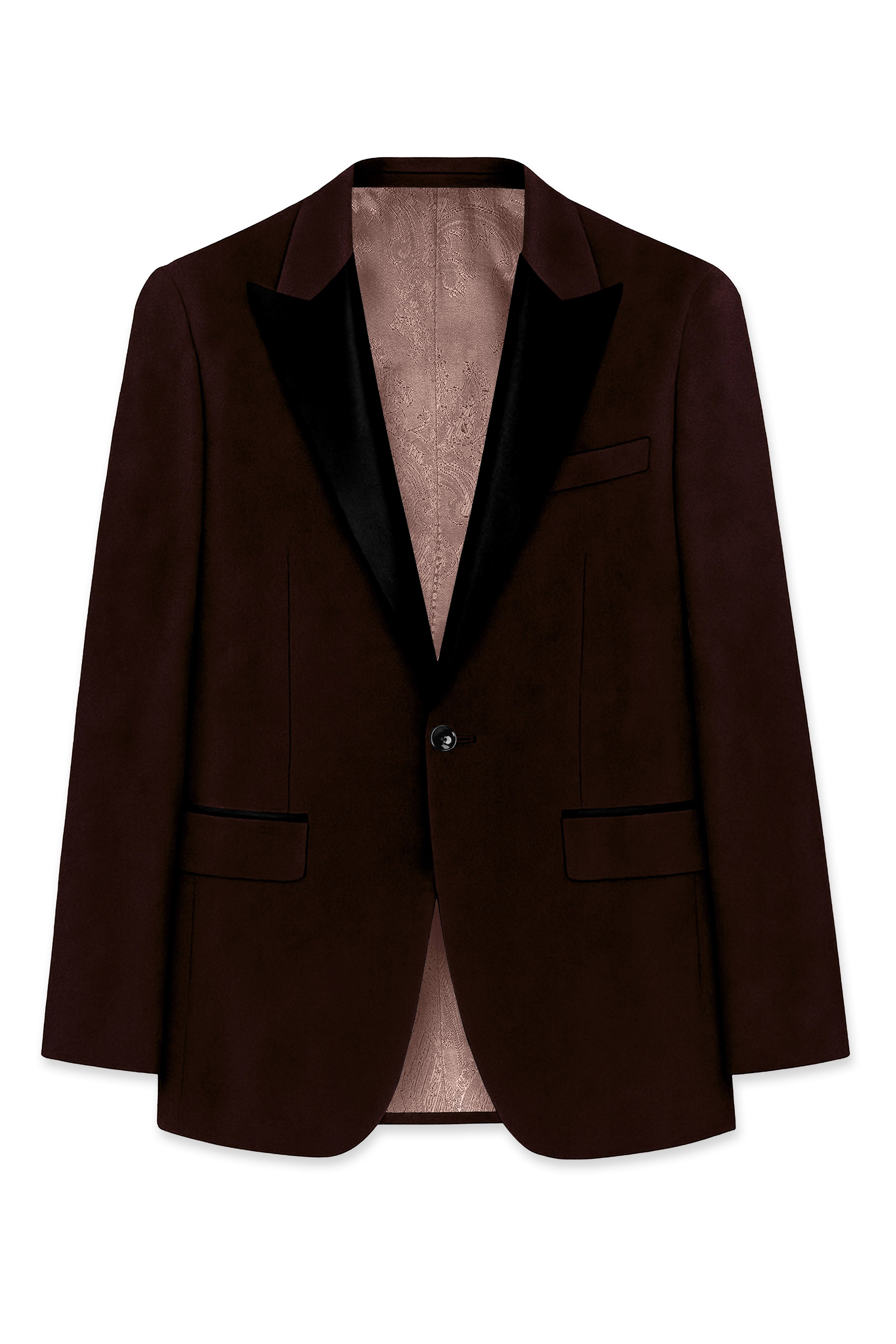 Fumivell-Asphalt Brown Velvet Peak Lapel Tuxedo Suit