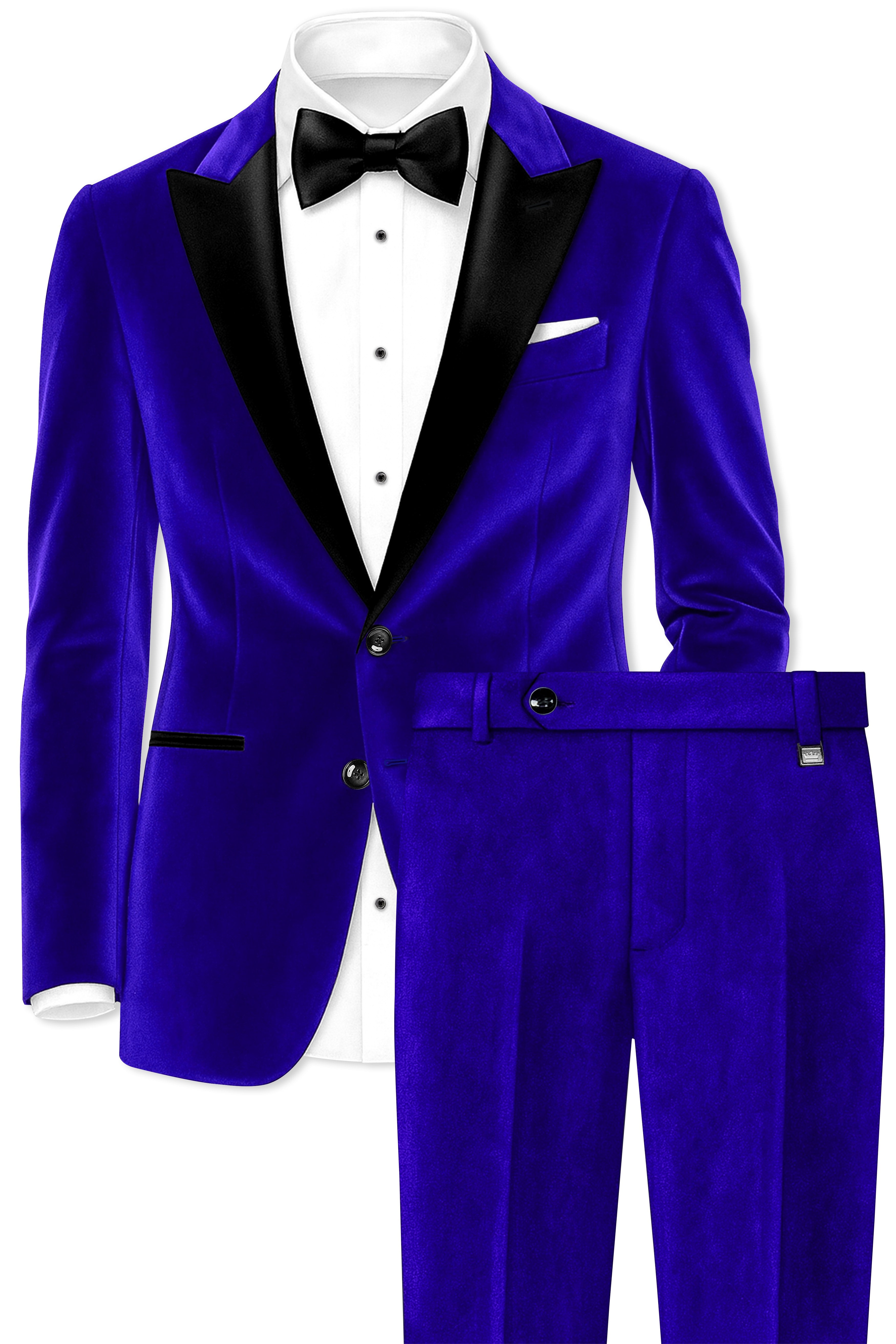Blucrest-Ultramarine Blue Velvet Peak Lapel Tuxedo Suit