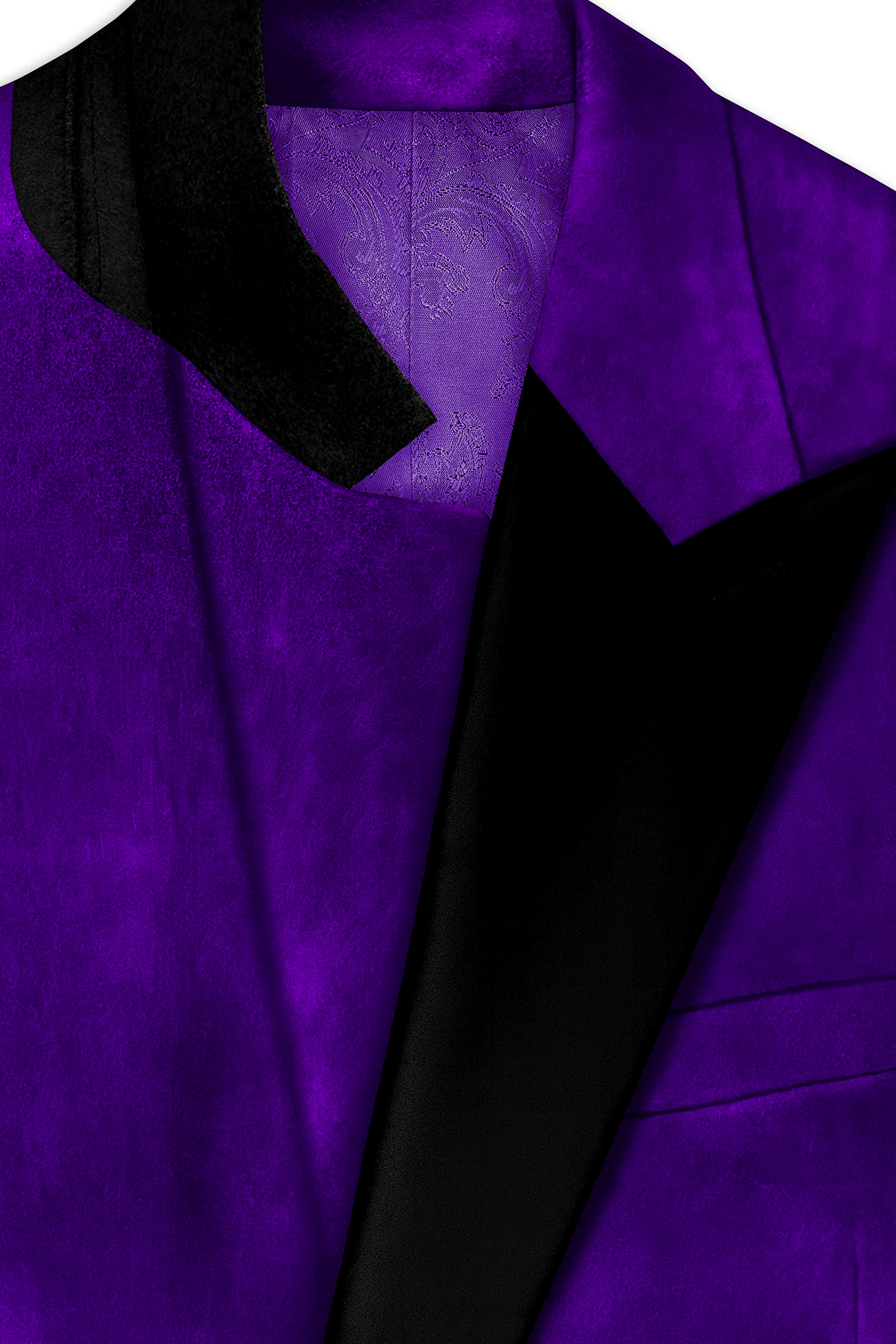 Purvion-Christalle Purple Velvet Peak Lapel Tuxedo Suit