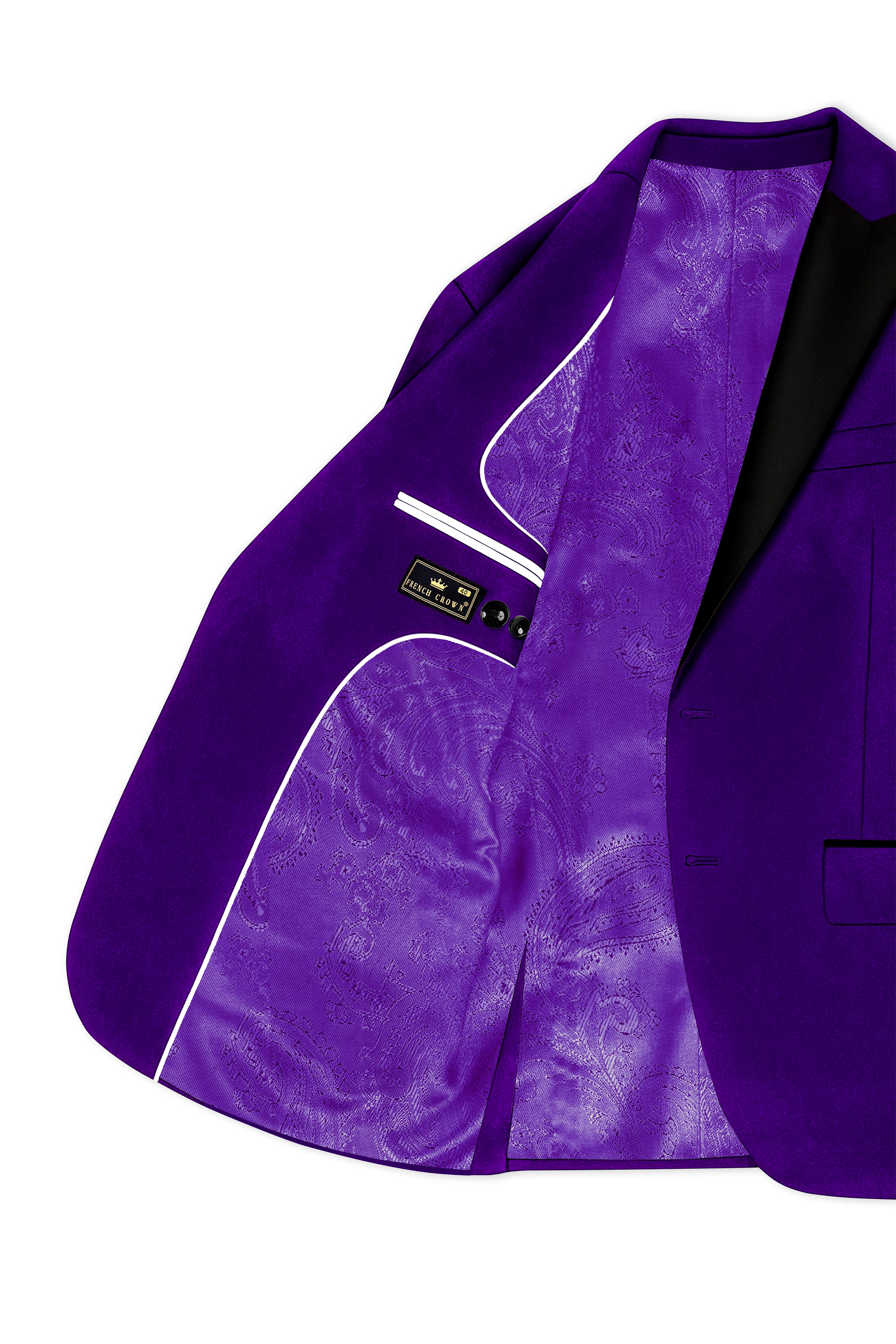 Purvion-Christalle Purple Velvet Peak Lapel Tuxedo Suit