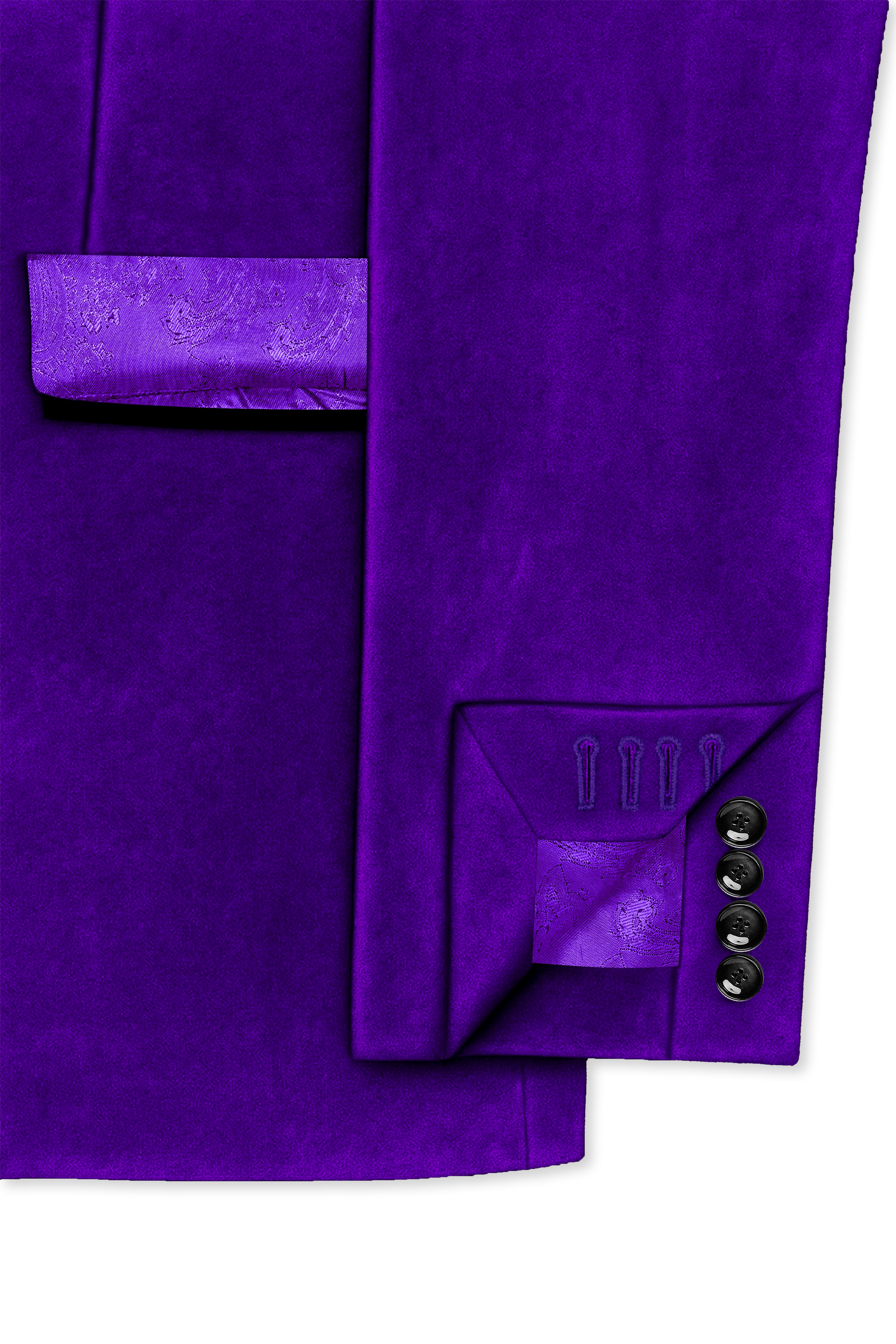 Purvion-Christalle Purple Velvet Peak Lapel Tuxedo Suit