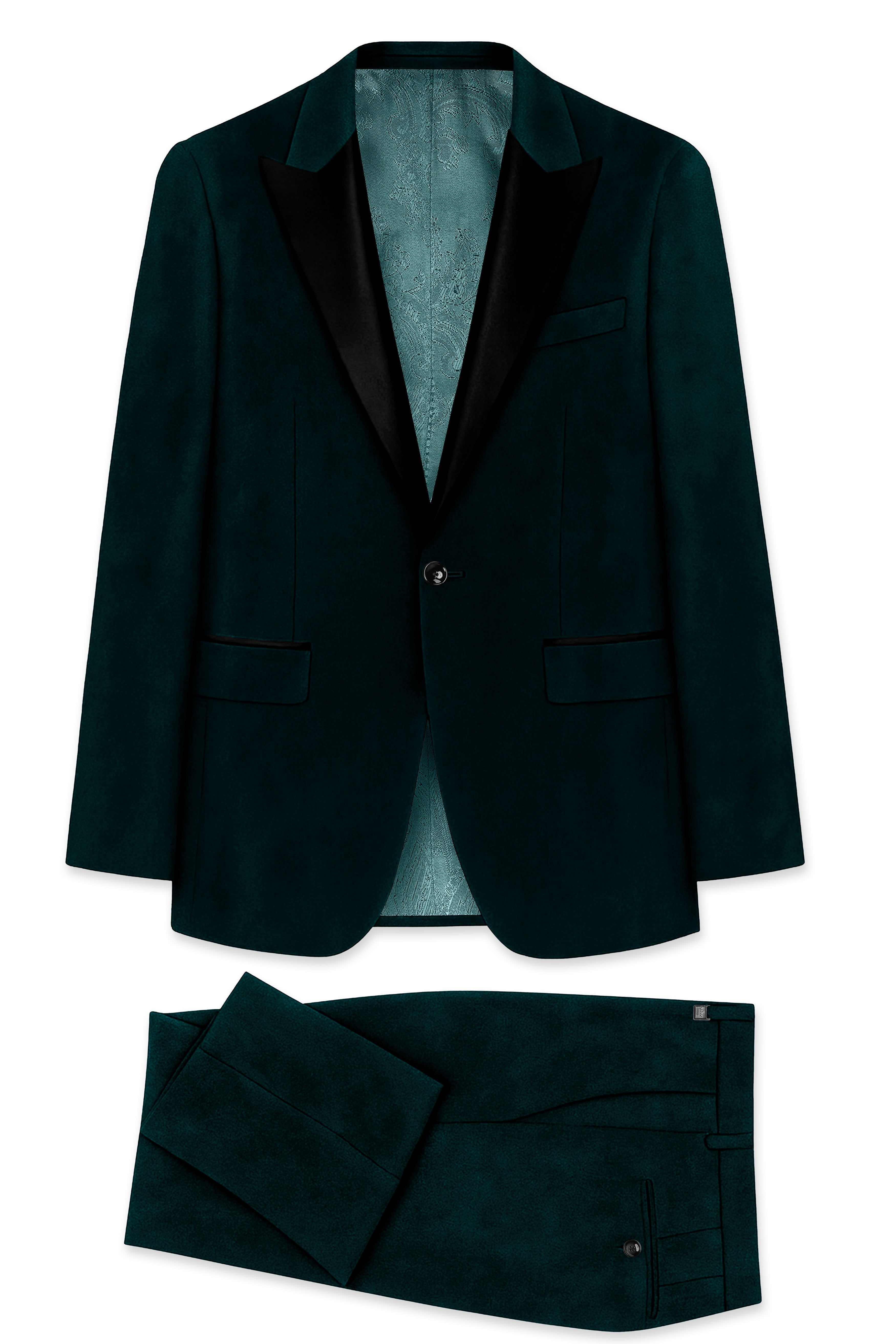 Emerivell-Burnham Green Velvet Peak Lapel Tuxedo Suit