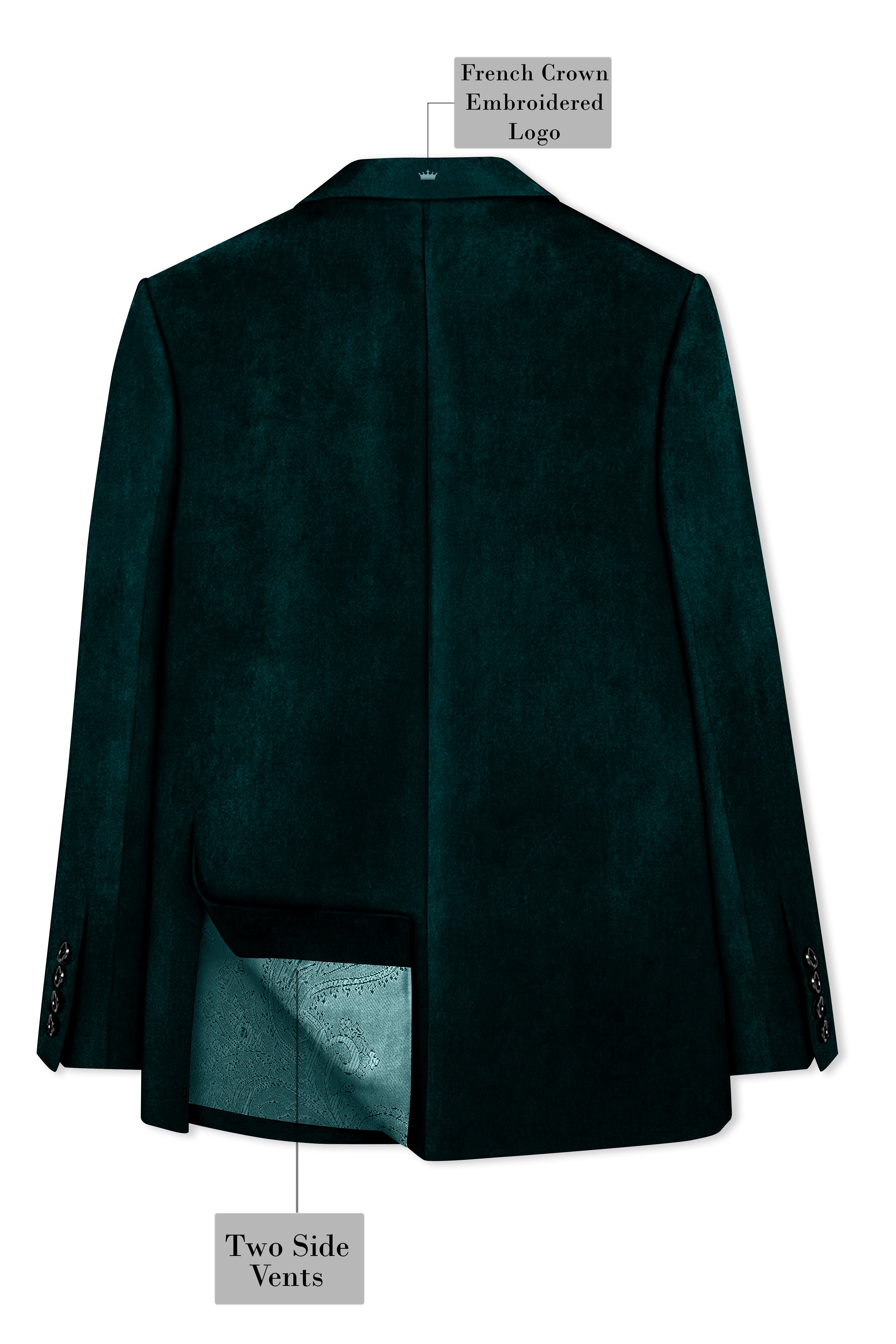 Emerivell-Burnham Green Velvet Peak Lapel Tuxedo Suit