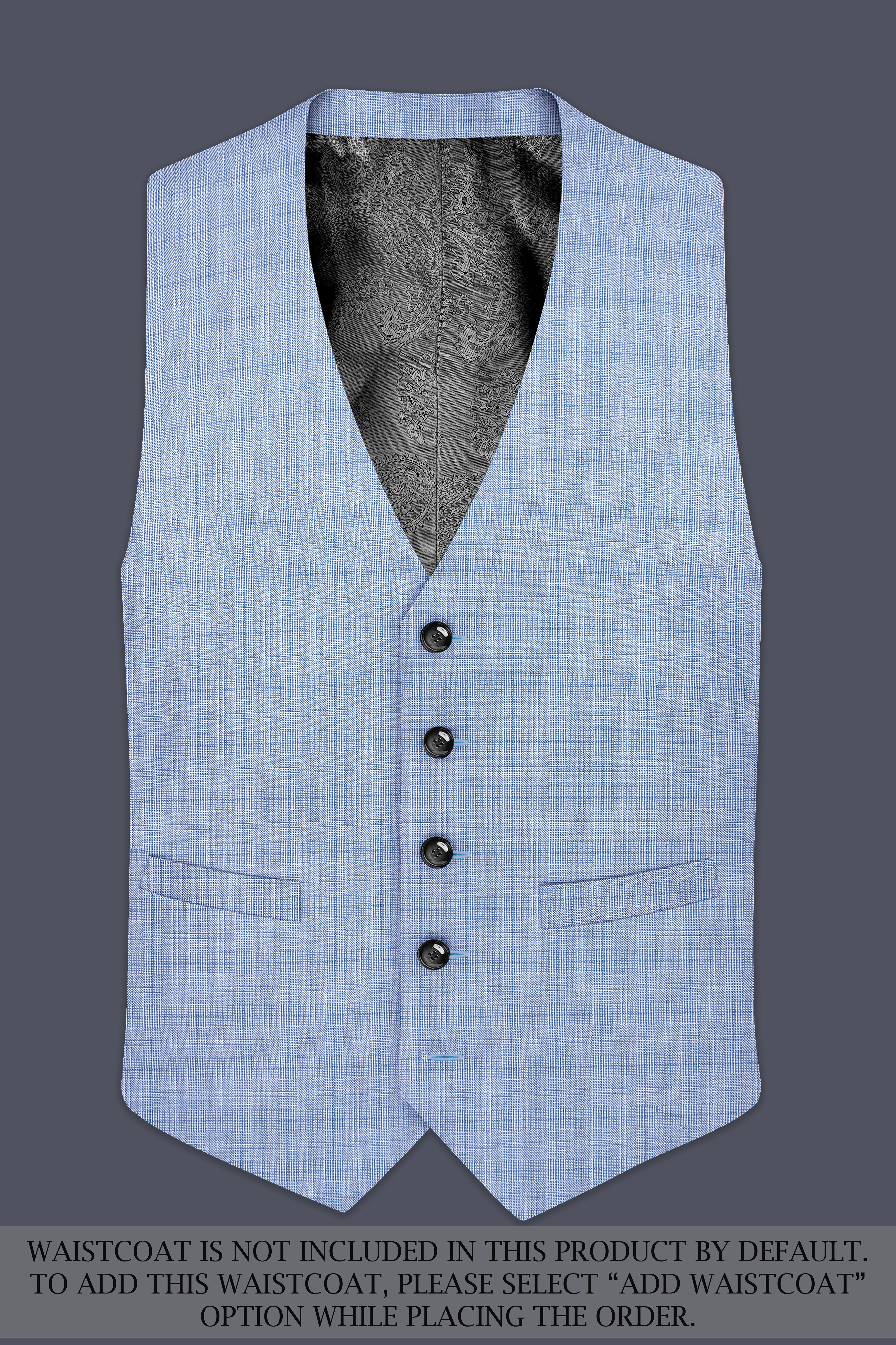 Aurelien-Cornflower Blue Windowpane Wool Rich Single Breasted Suit