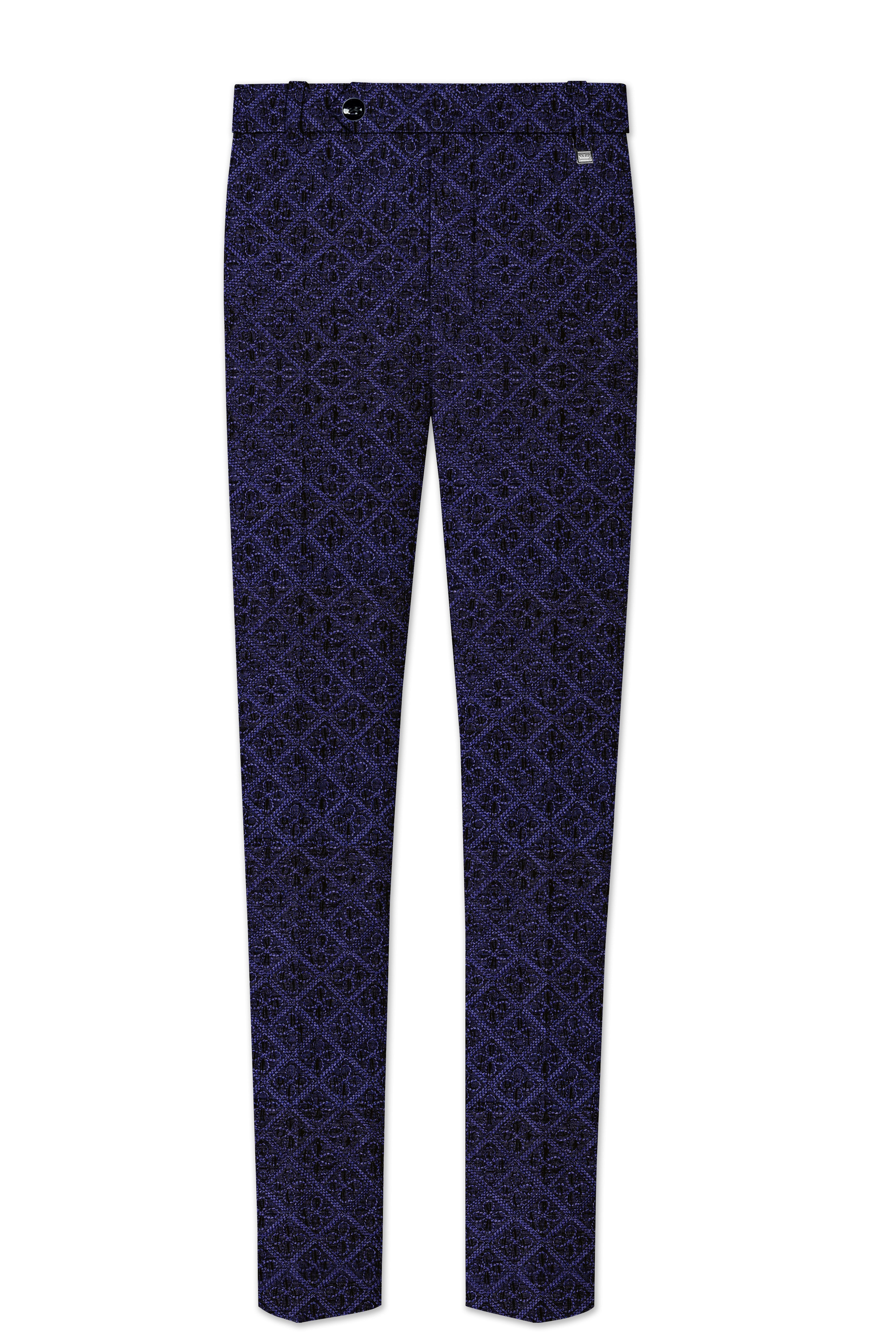 Rosivell-Mirage Blue Flower Thread Embroidered Tuxedo Suit