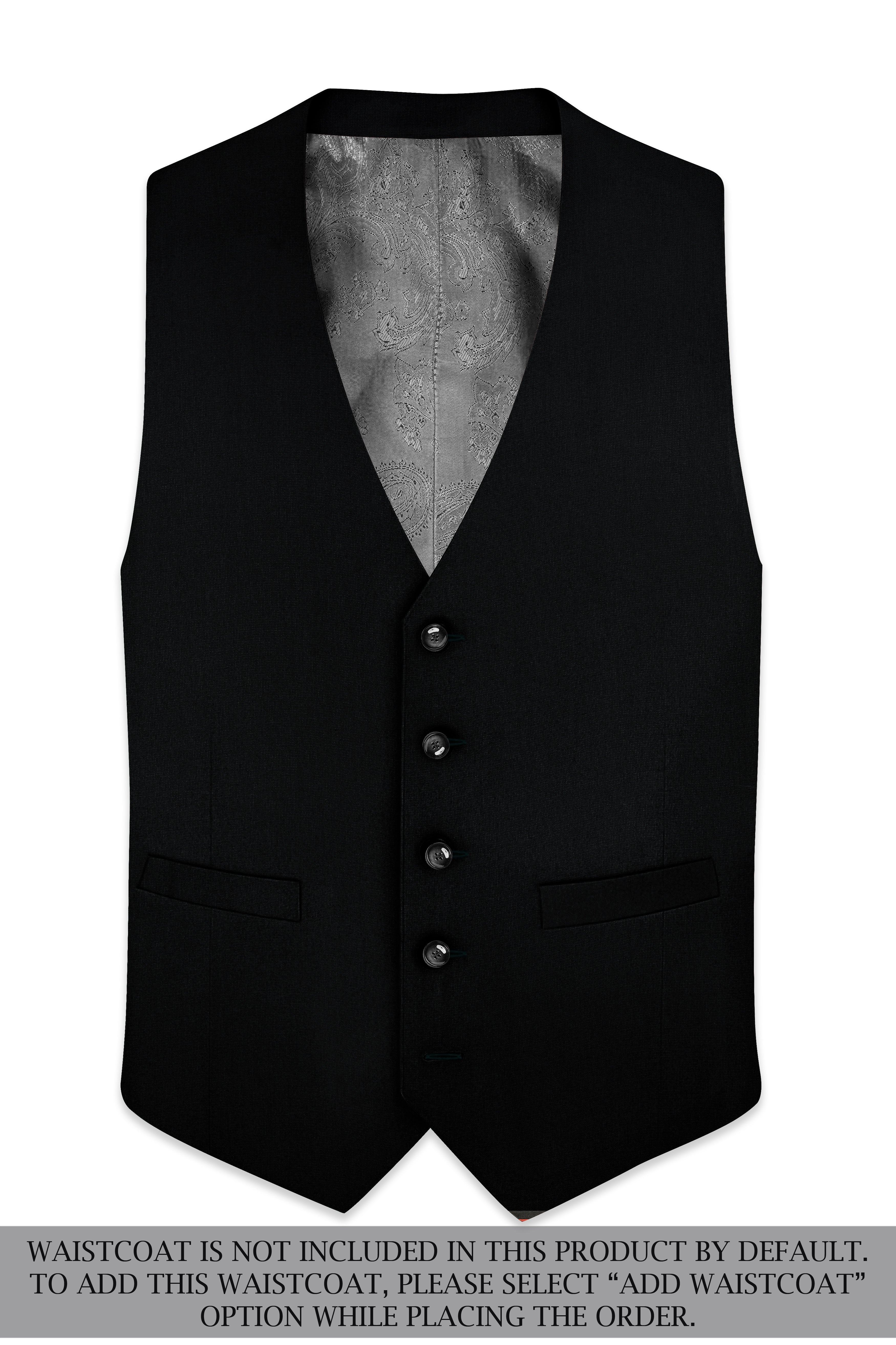 Noctivell-Jade Black Textured Wool Rich Single Breasted Suit