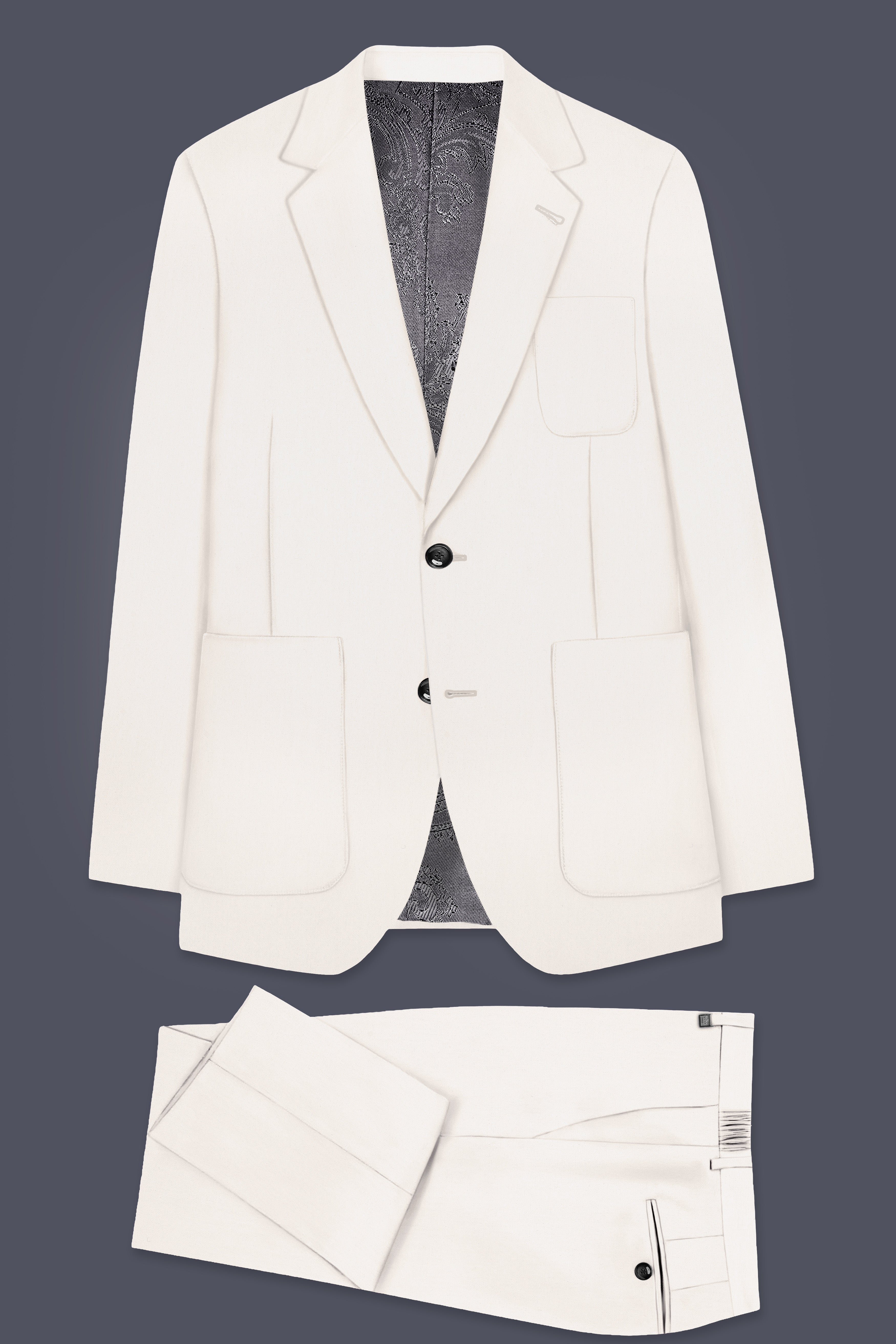 Biancore-Vista White 4-Way Stretch Premium Cotton Single Breasted Sports Suit