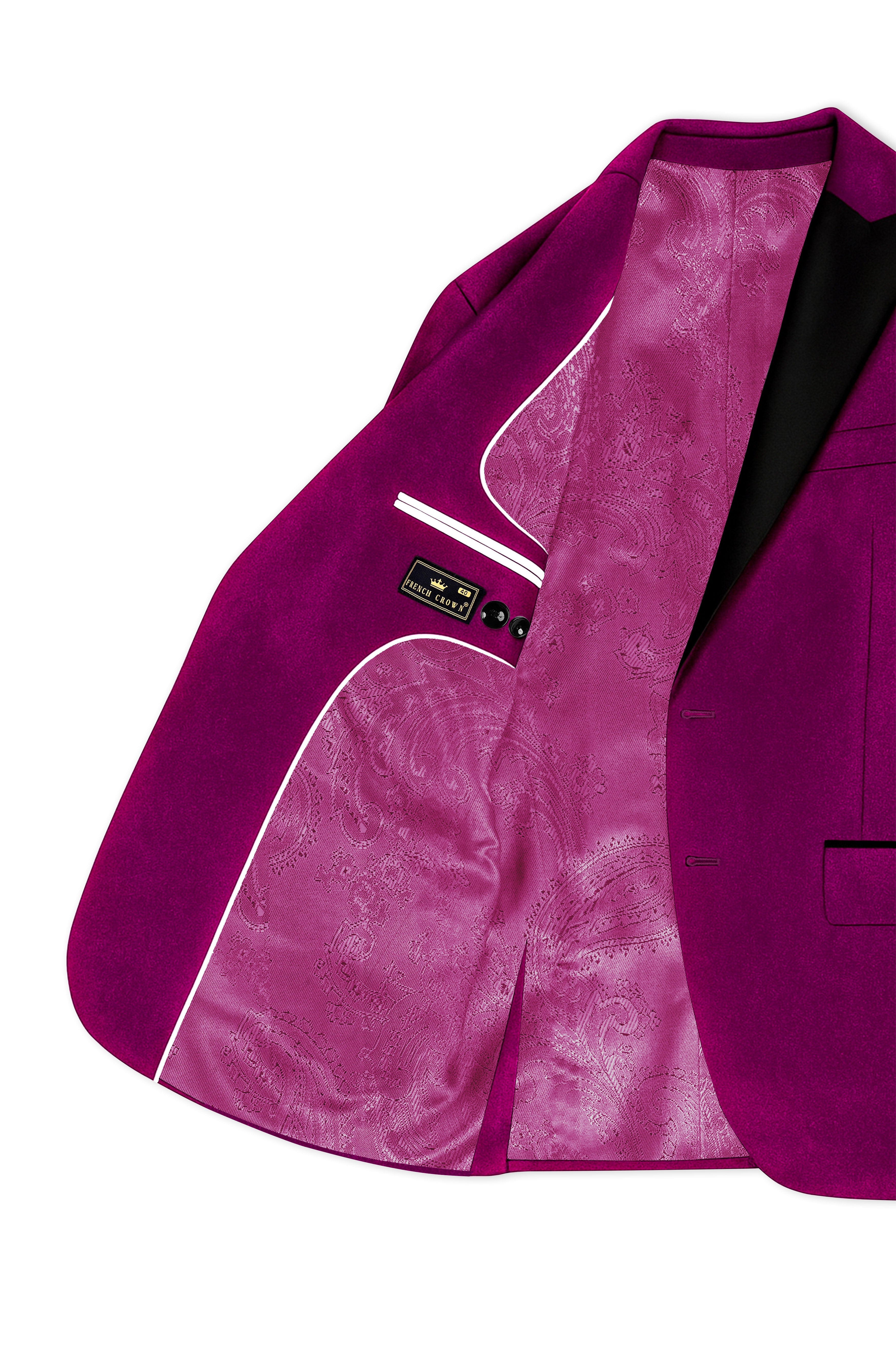 Velcrimora-Mulberry Purple Velvet Peak Lapel Tuxedo Suit