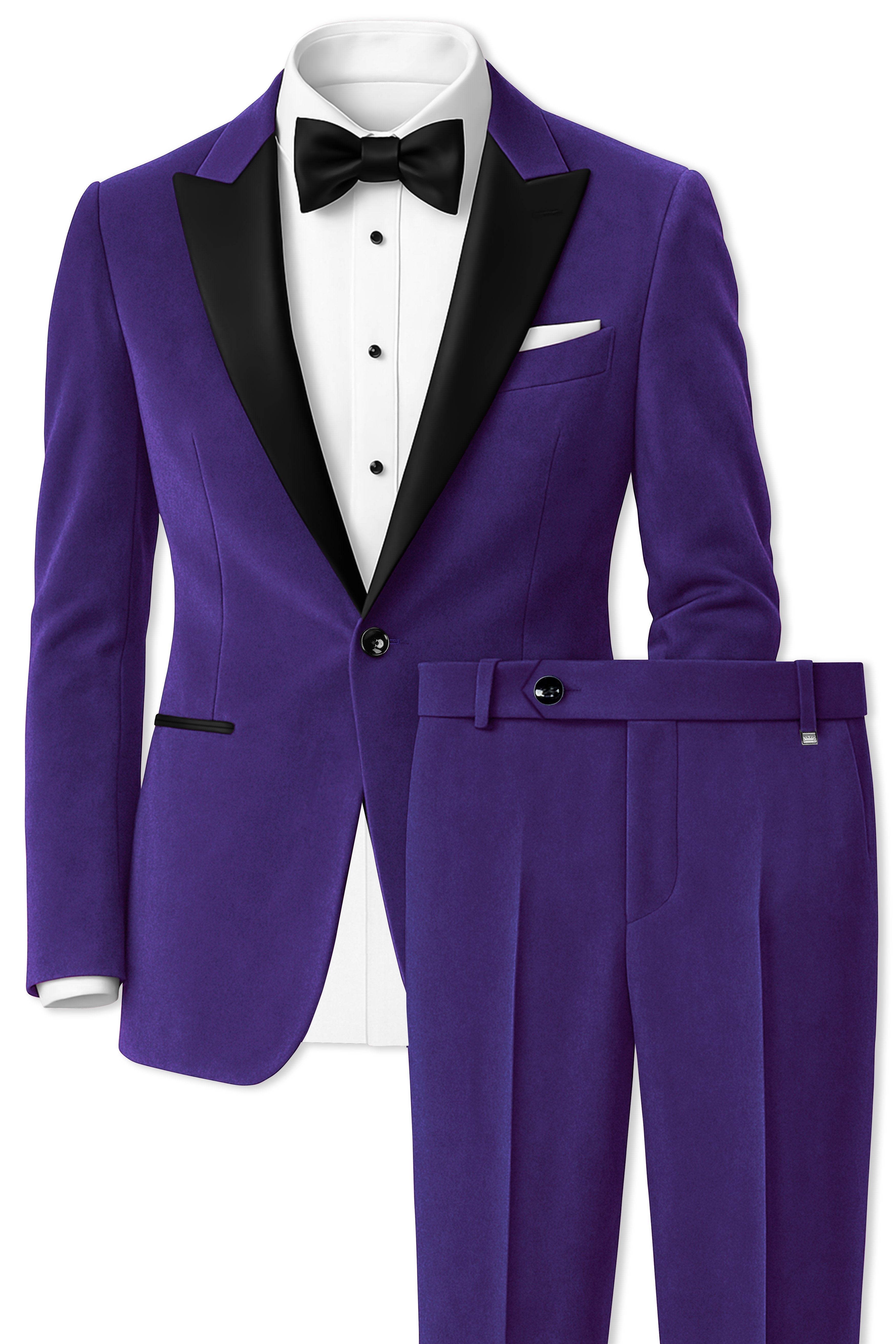 Velaris-Jacarta Purple Velvet Peak Lapel Tuxedo Suit