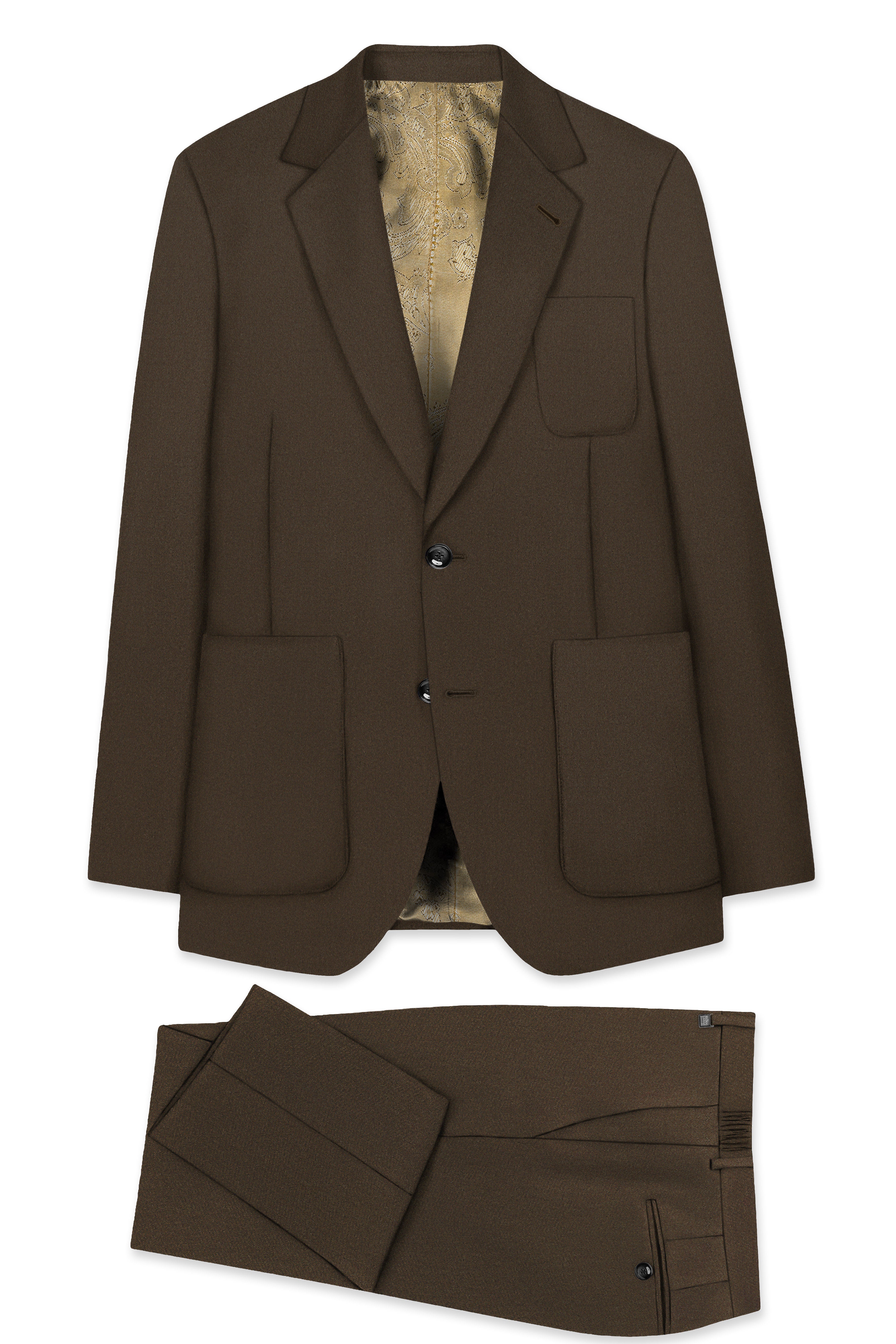 Jagvire-Birch Brown Premium Cotton Single Breasted Sports Suit