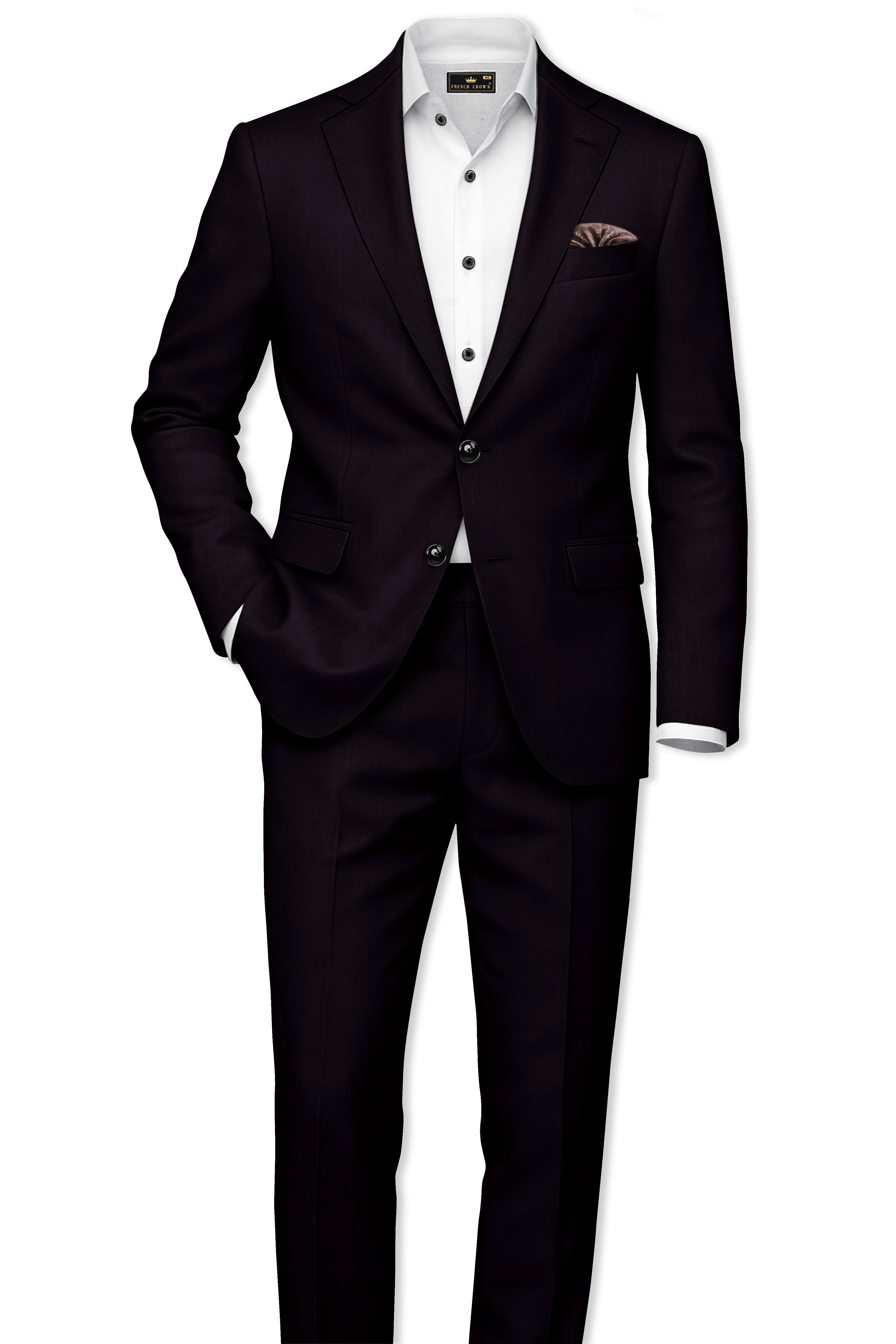 Noctivra-Cinder Black Wool Rich Single Breasted Suit