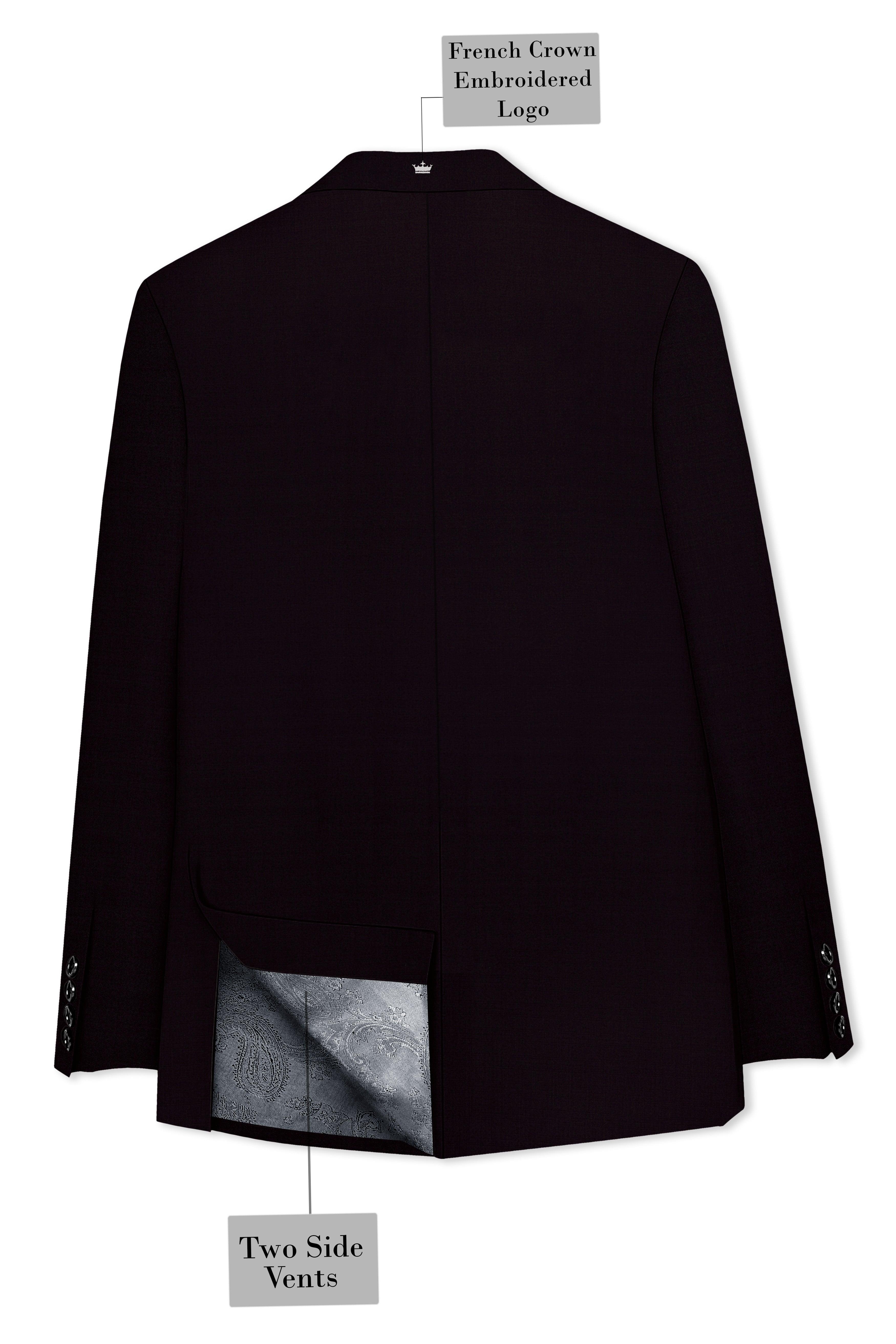 Noctivra-Cinder Black Wool Rich Single Breasted Suit