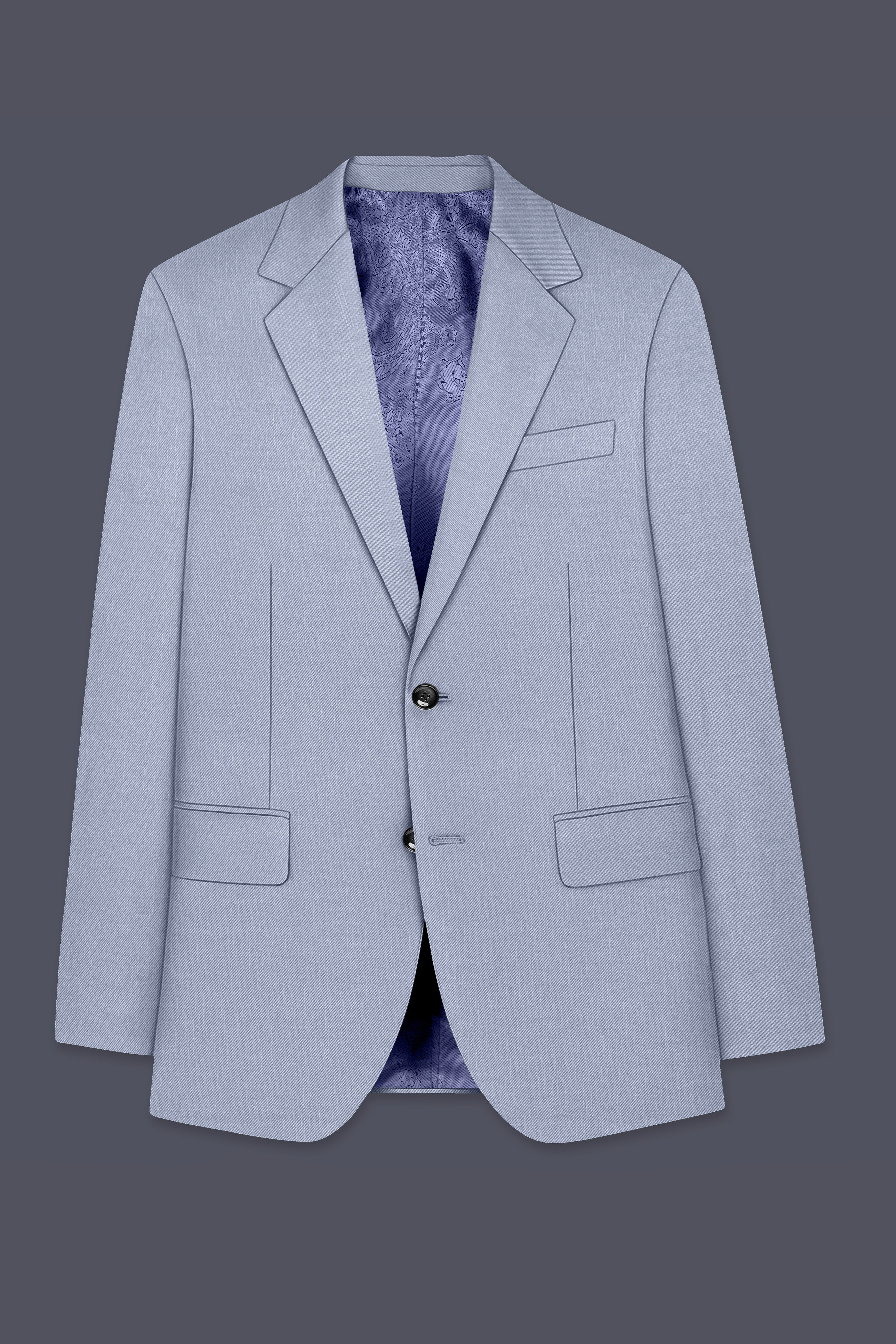 Mistivell-Mountain Mist Gray Wool Rich Single Breasted Stretchable traveler Suit