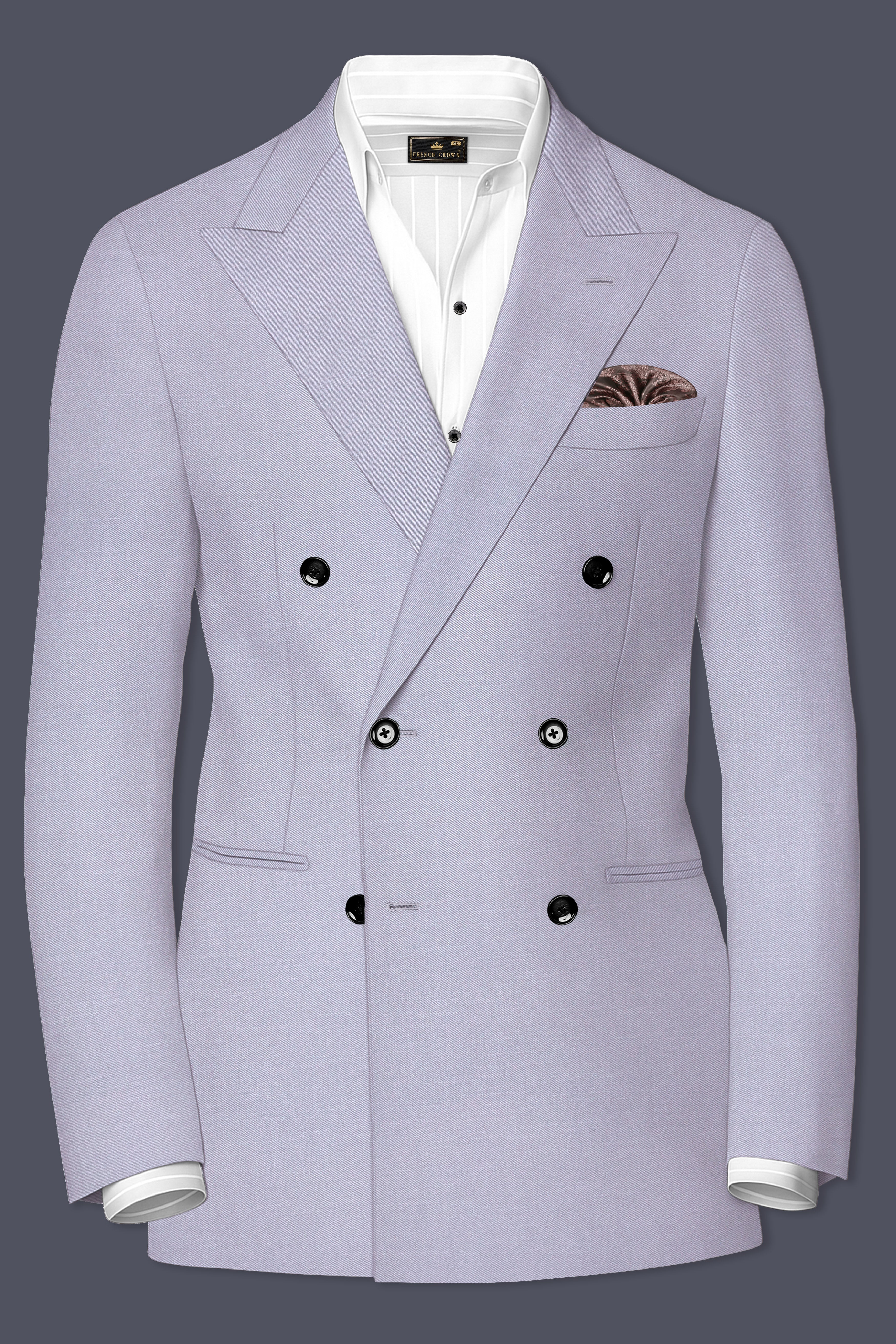 Mistivell-Mountain Mist Gray Wool Rich Double Breasted Stretchable traveler Suit