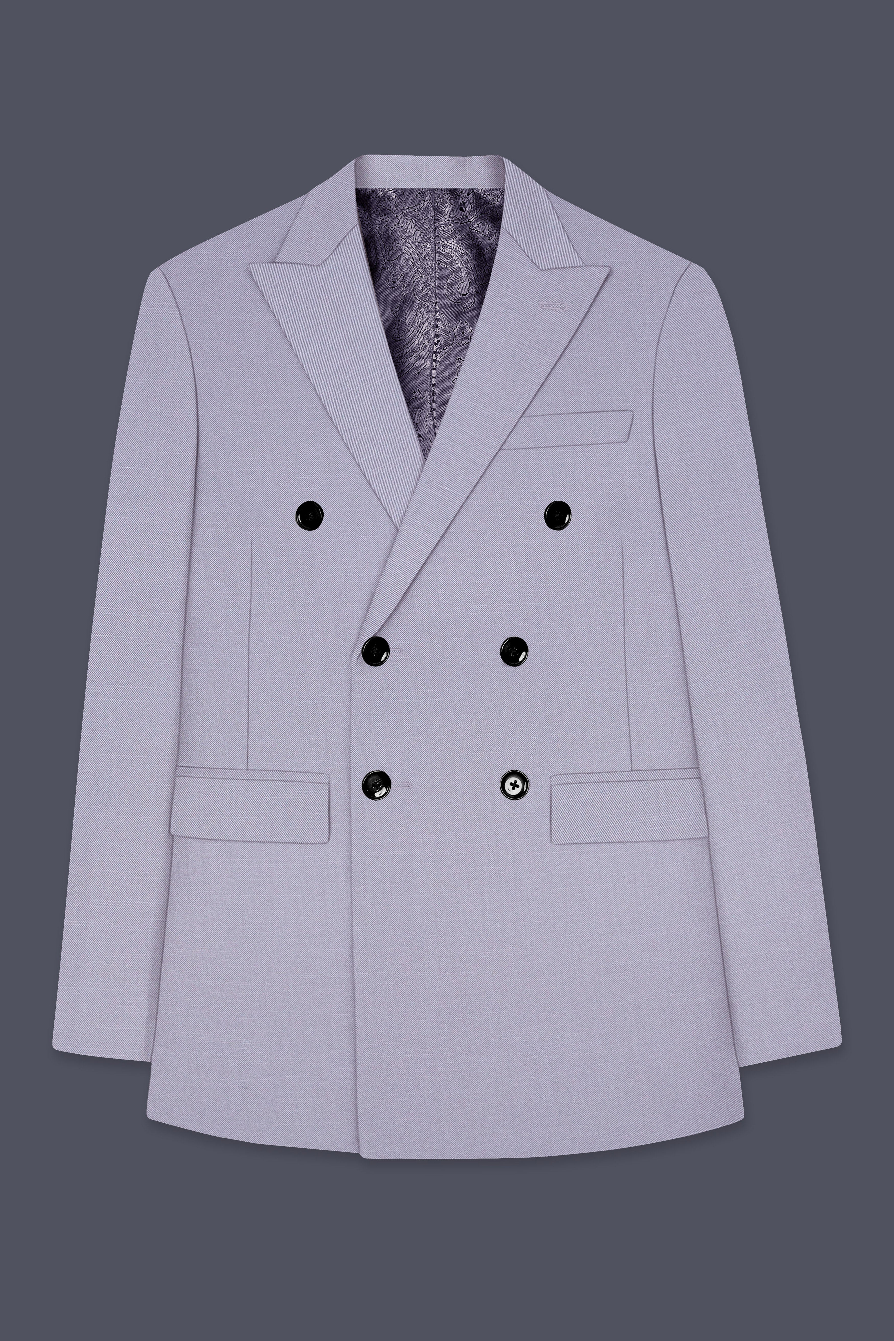 Mistivell-Mountain Mist Gray Wool Rich Double Breasted Stretchable traveler Suit