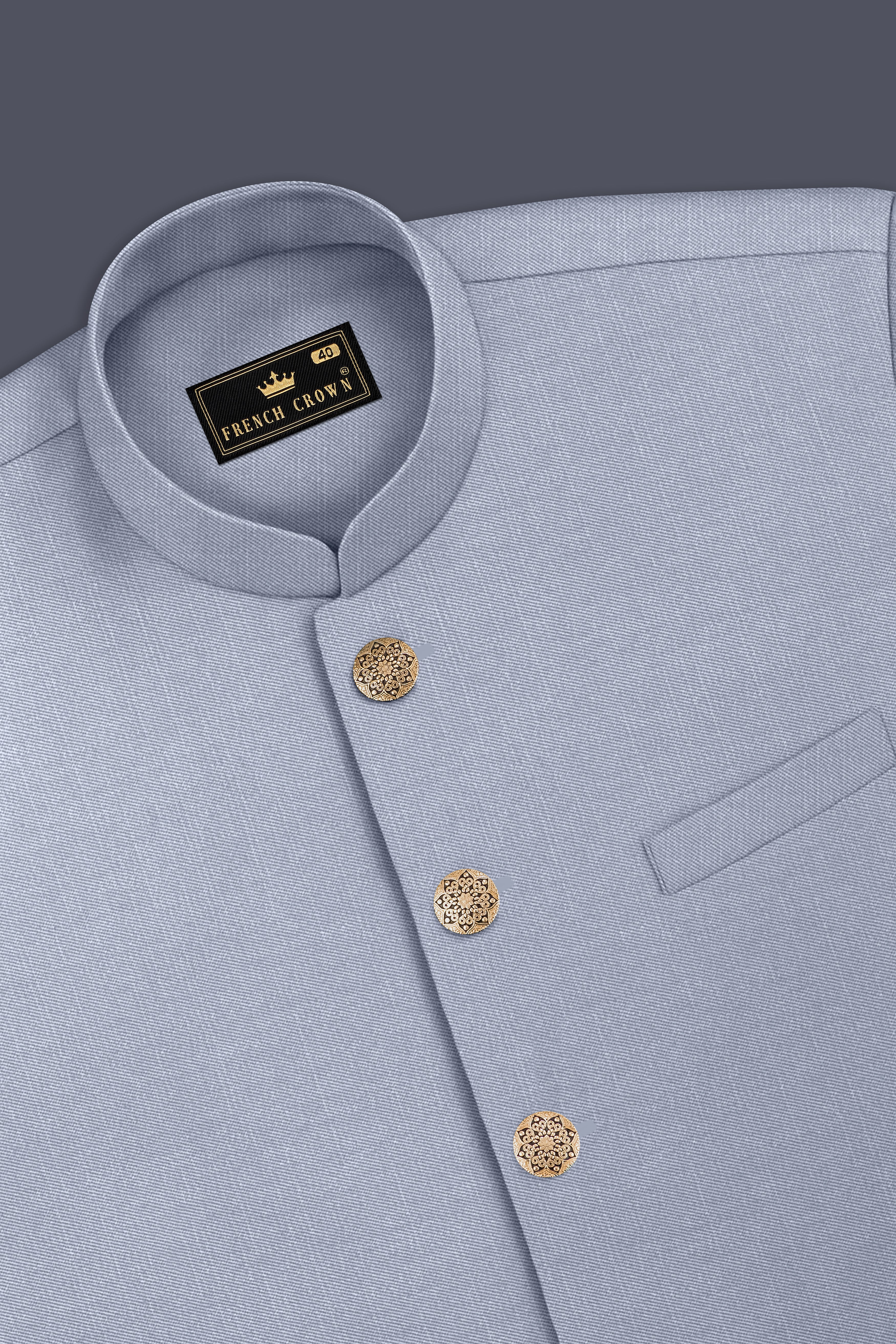 Mistivell-Mountain Mist Gray Wool Rich Bandhgala Stretchable traveler Suit