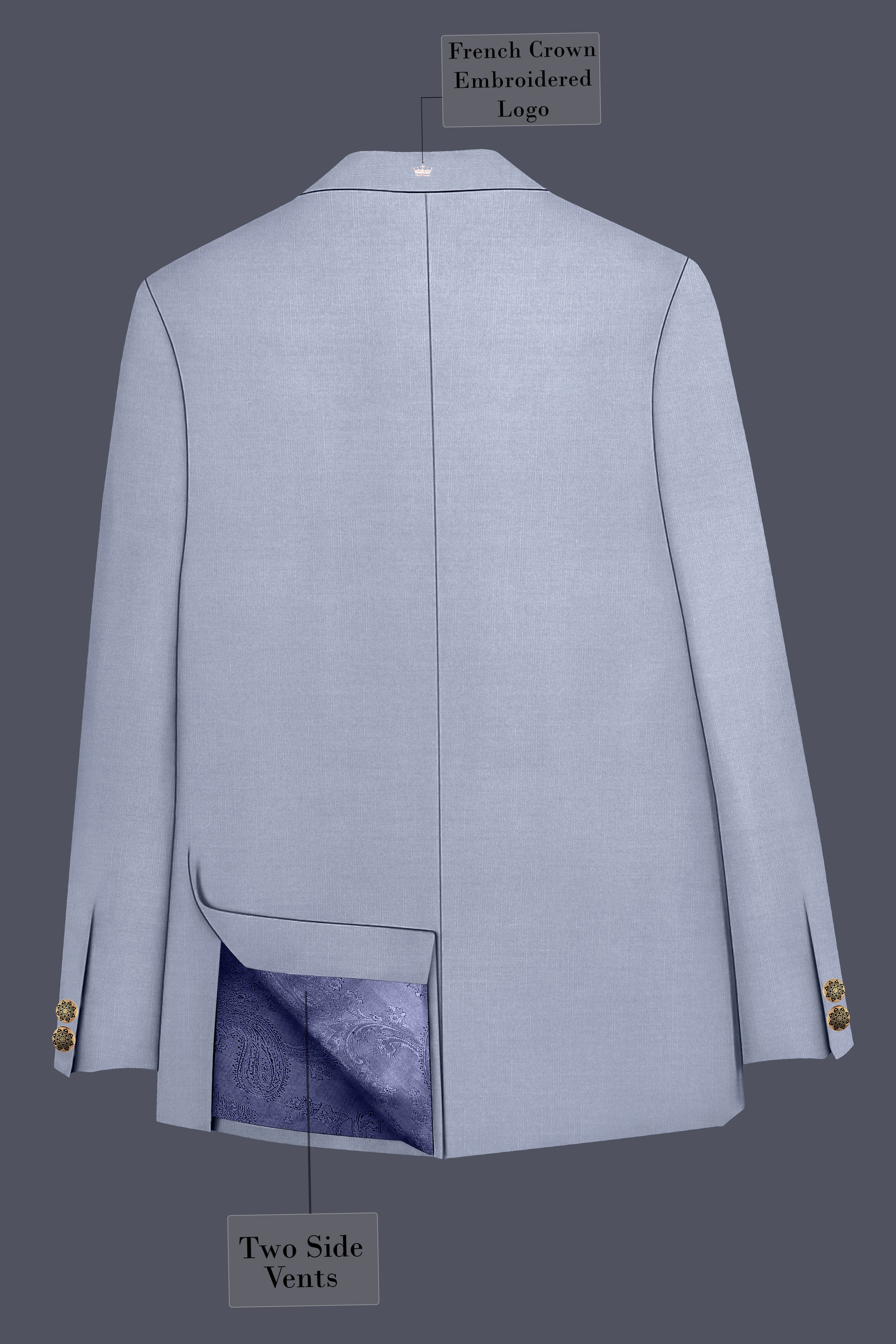 Mistivell-Mountain Mist Gray Wool Rich Bandhgala Stretchable traveler Suit