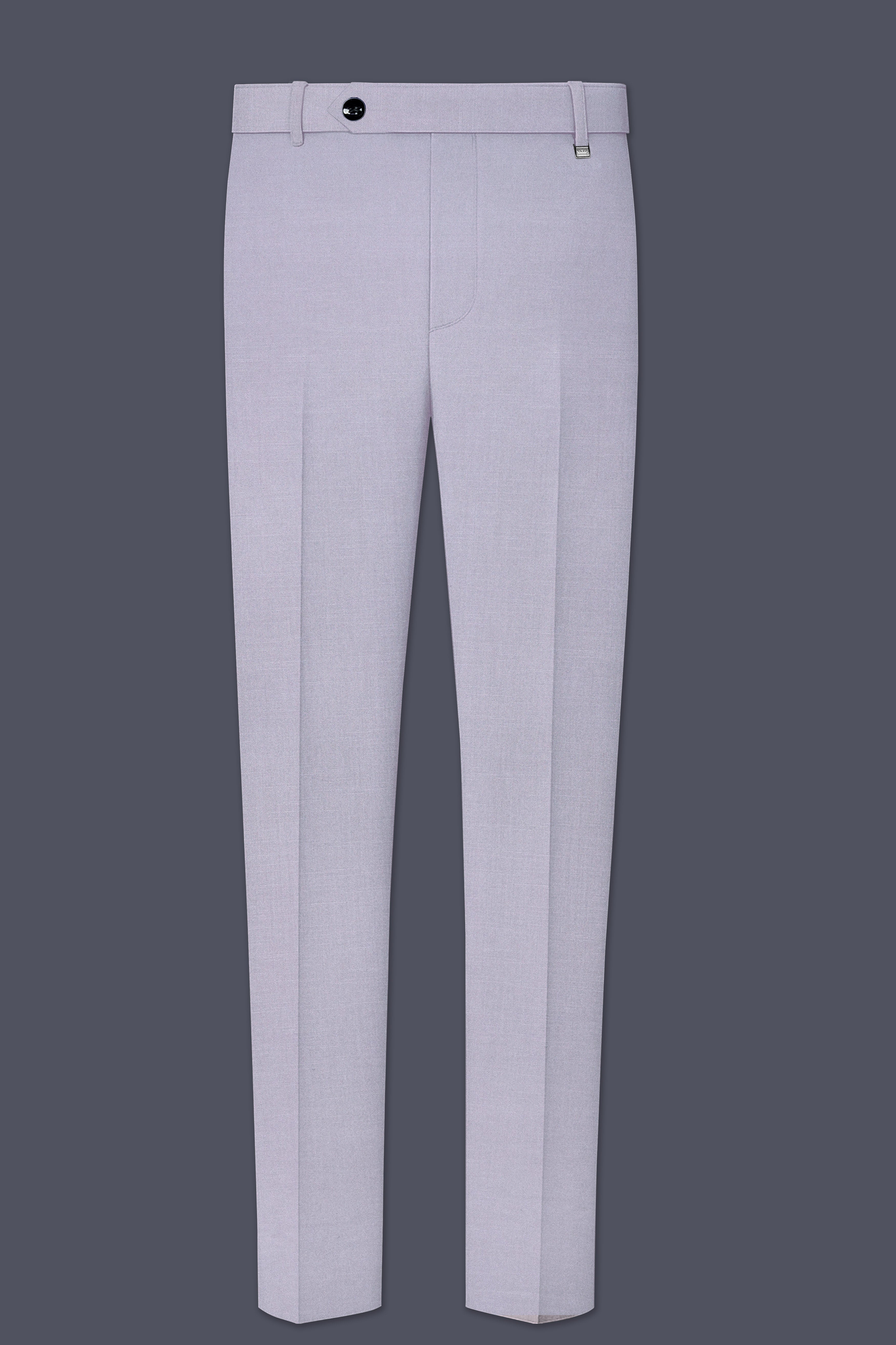 Mistivell-Mountain Mist Gray Wool Rich Cross Placket Bandhgala Stretchable traveler Suit