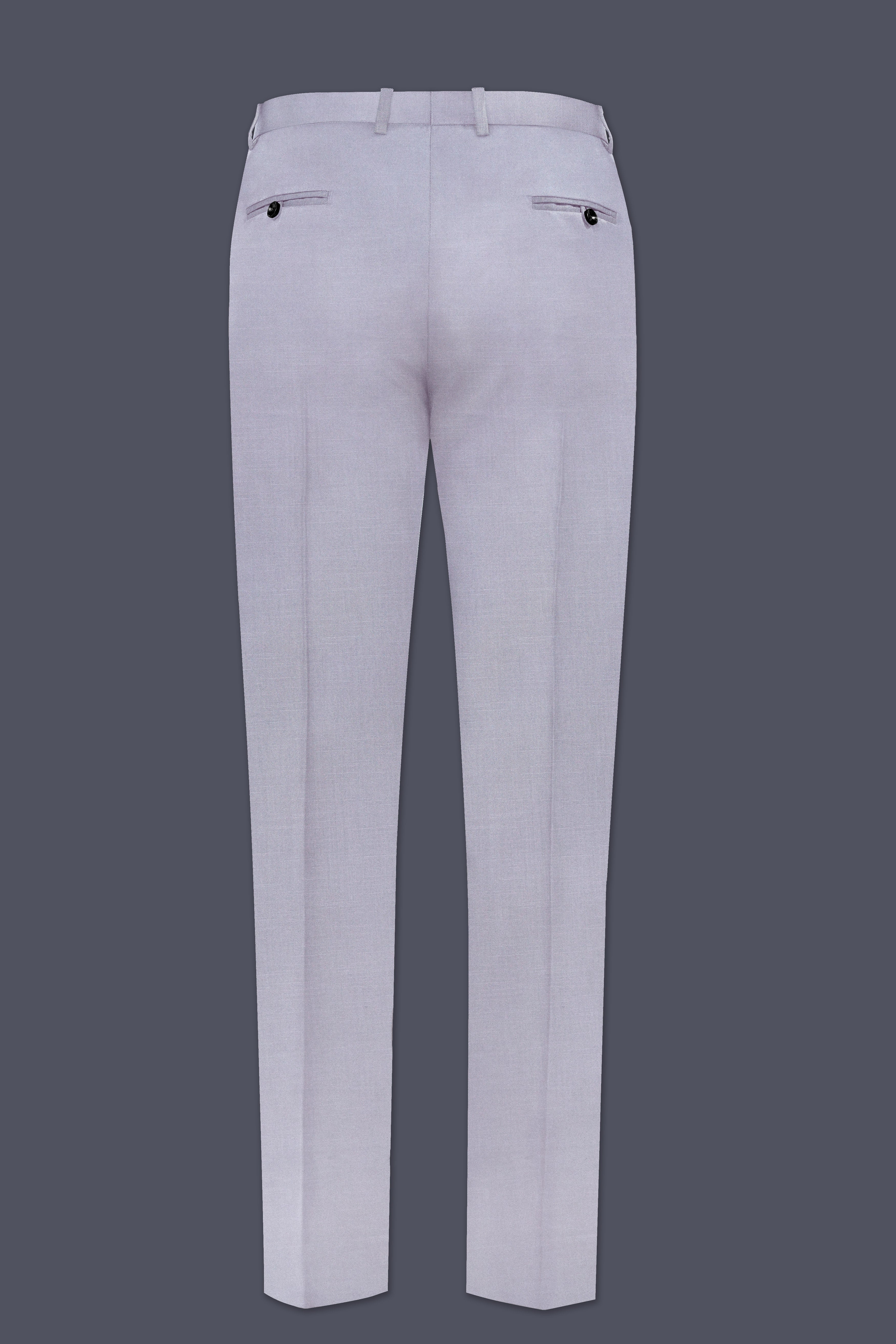Mistivell-Mountain Mist Gray Wool Rich Cross Placket Bandhgala Stretchable traveler Suit