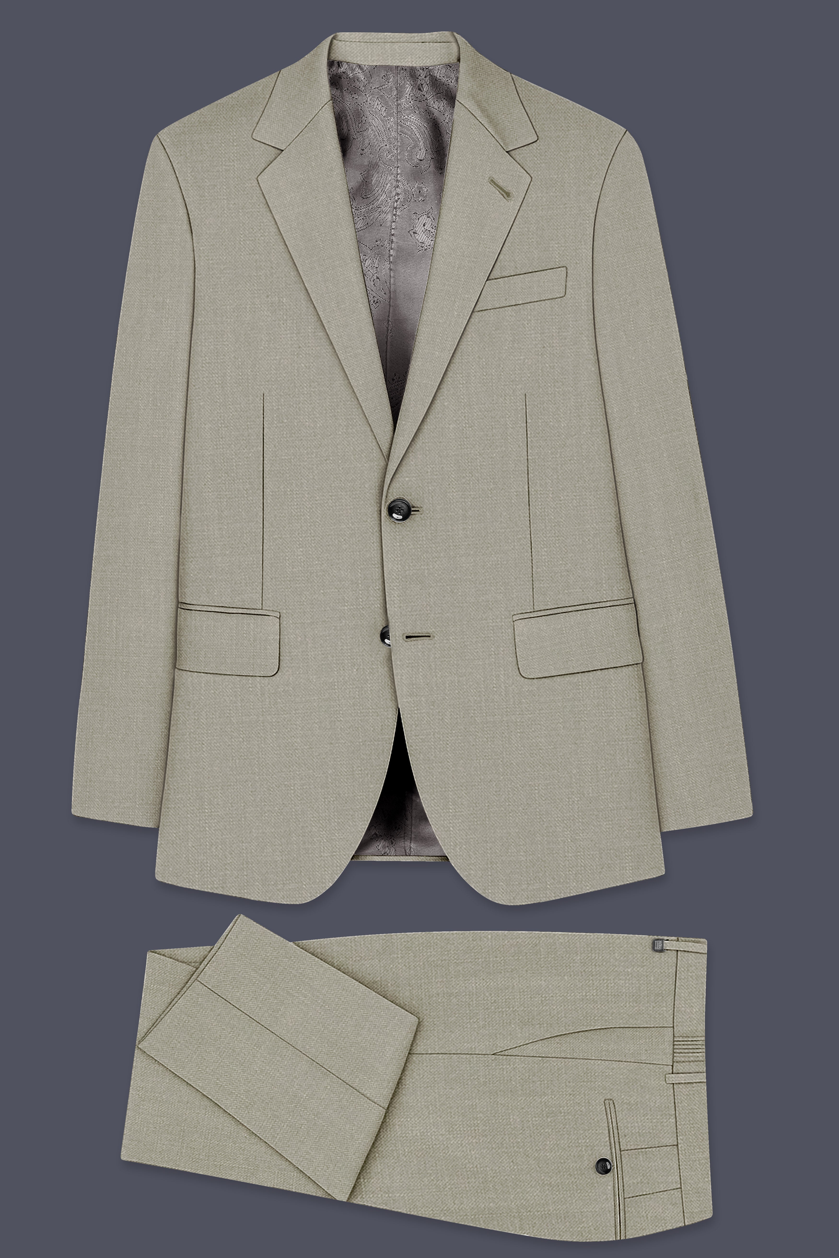 Grevino-Pablo Green Luxurious Linen Single Breasted Stretchable traveler Suit