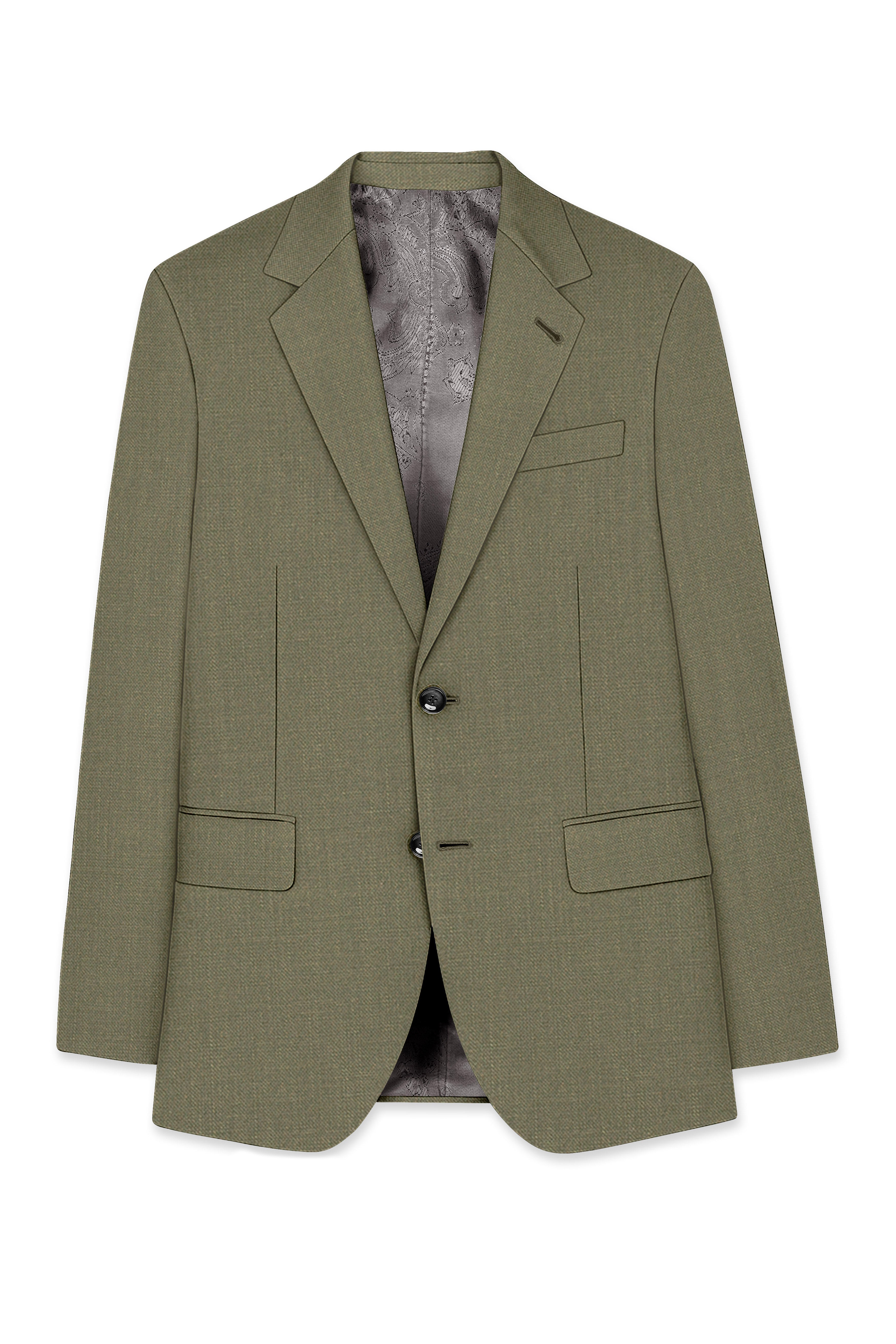 Zyren-Finch Green Luxurious Linen Single Breasted Stretchable traveler Suit