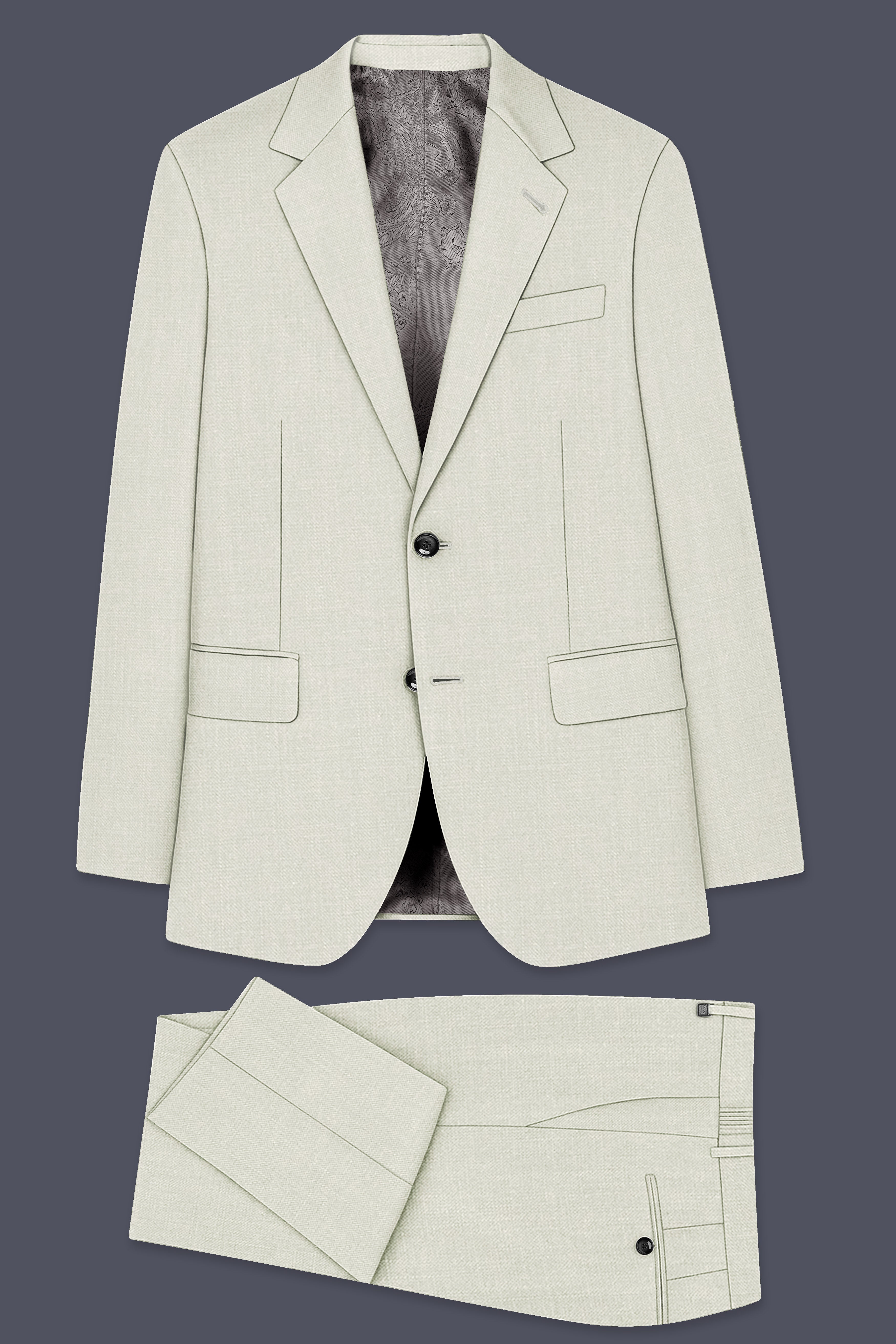 Viridale-Periglacial Green Luxurious Linen Single Breasted Stretchable traveler Suit