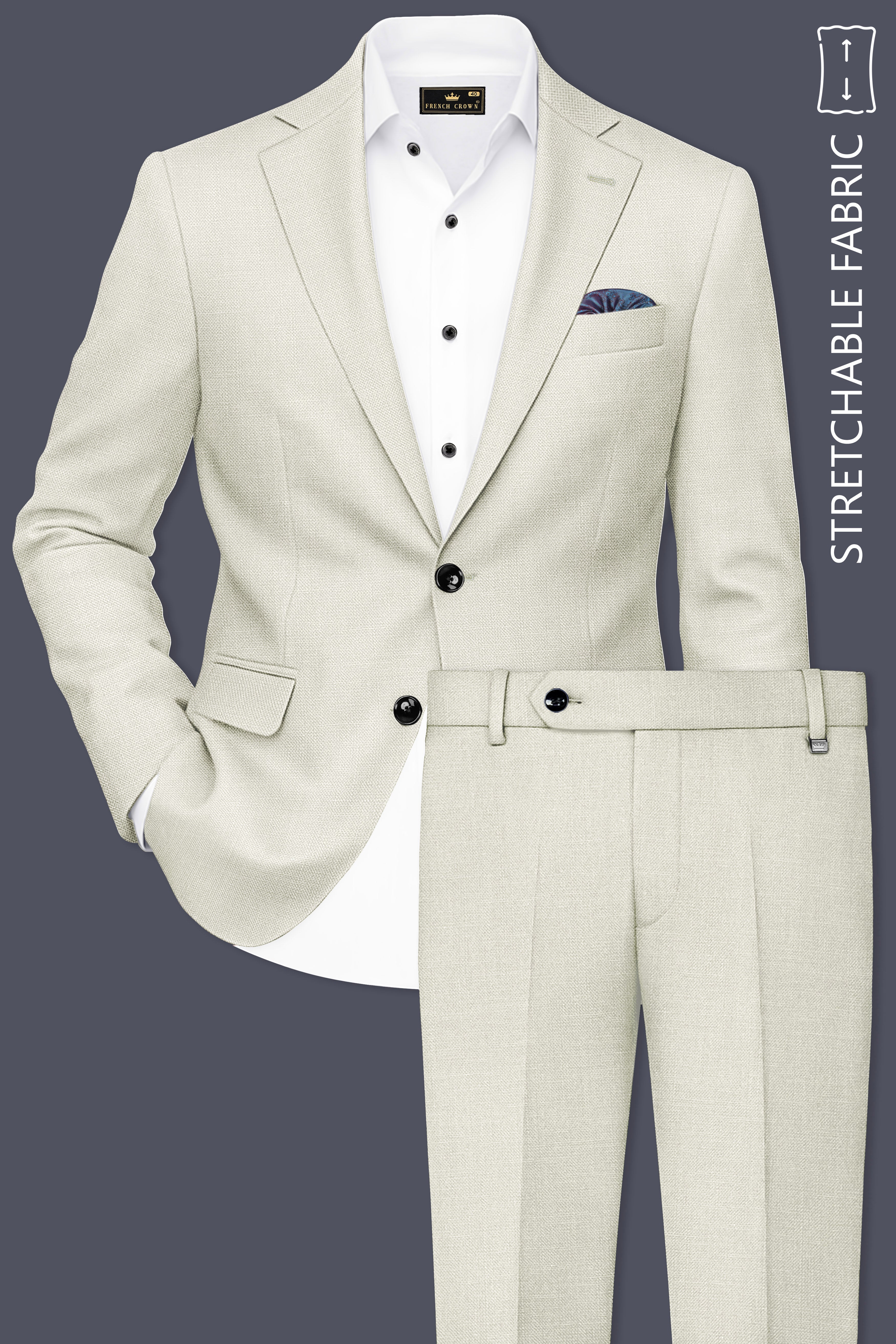 Viridale-Periglacial Green Luxurious Linen Single Breasted Stretchable traveler Suit
