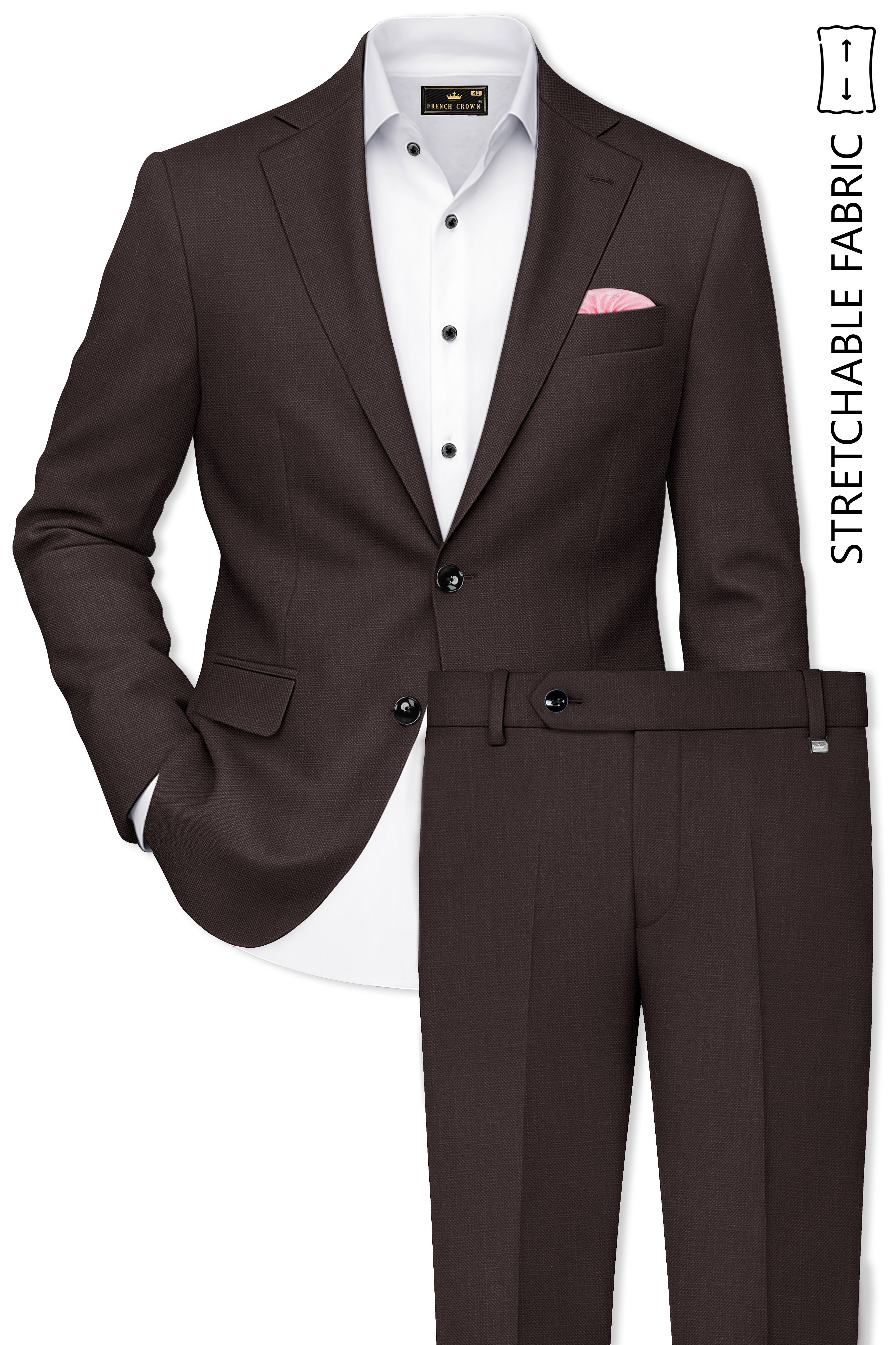 Terrivo-Zeus Brown Luxurious Linen Single Breasted Stretchable traveler Suit