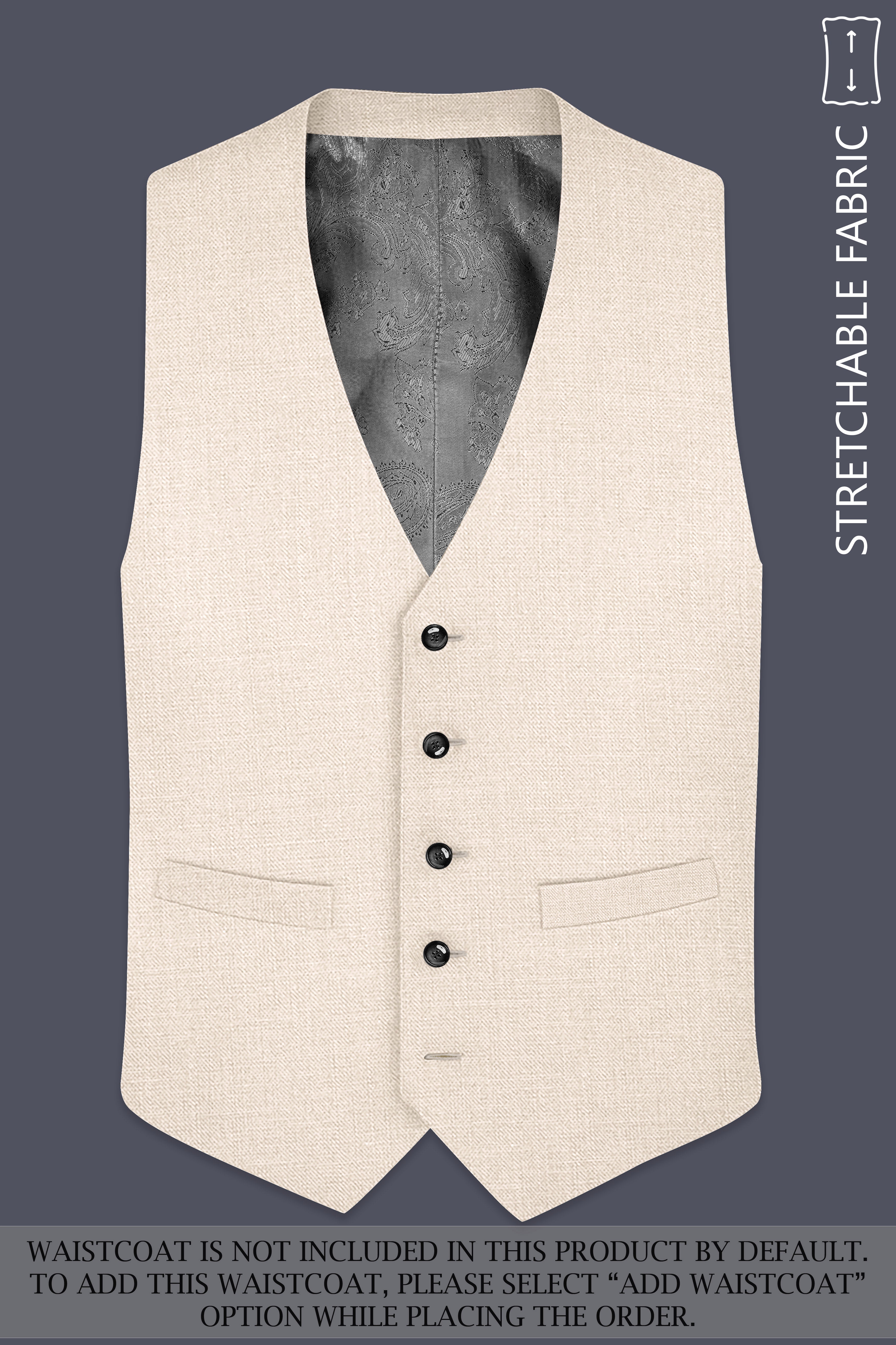 Ivoreo-Merino Cream Luxurious Linen Single Breasted Stretchable traveler Suit