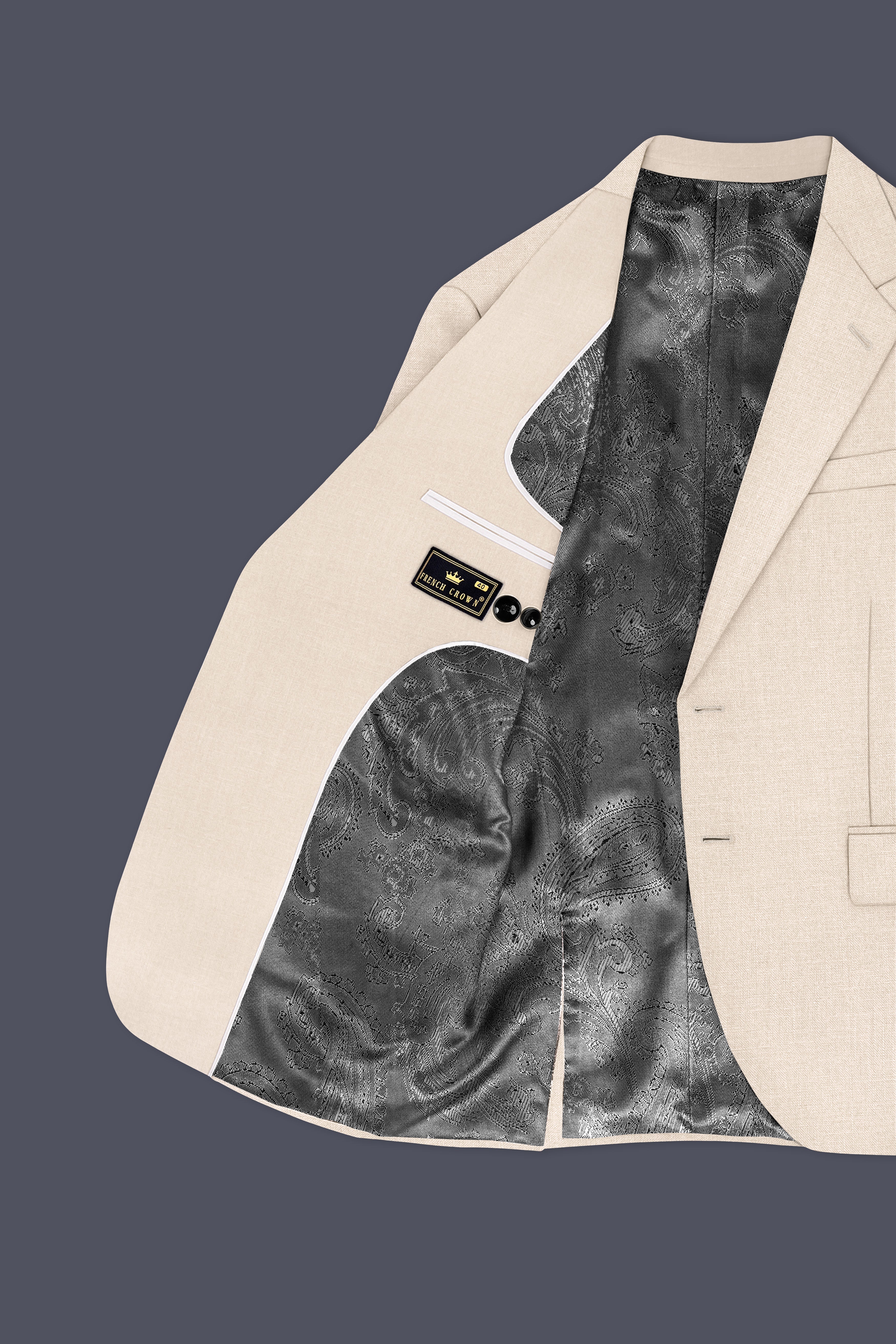 Ivoreo-Merino Cream Luxurious Linen Single Breasted Stretchable traveler Suit