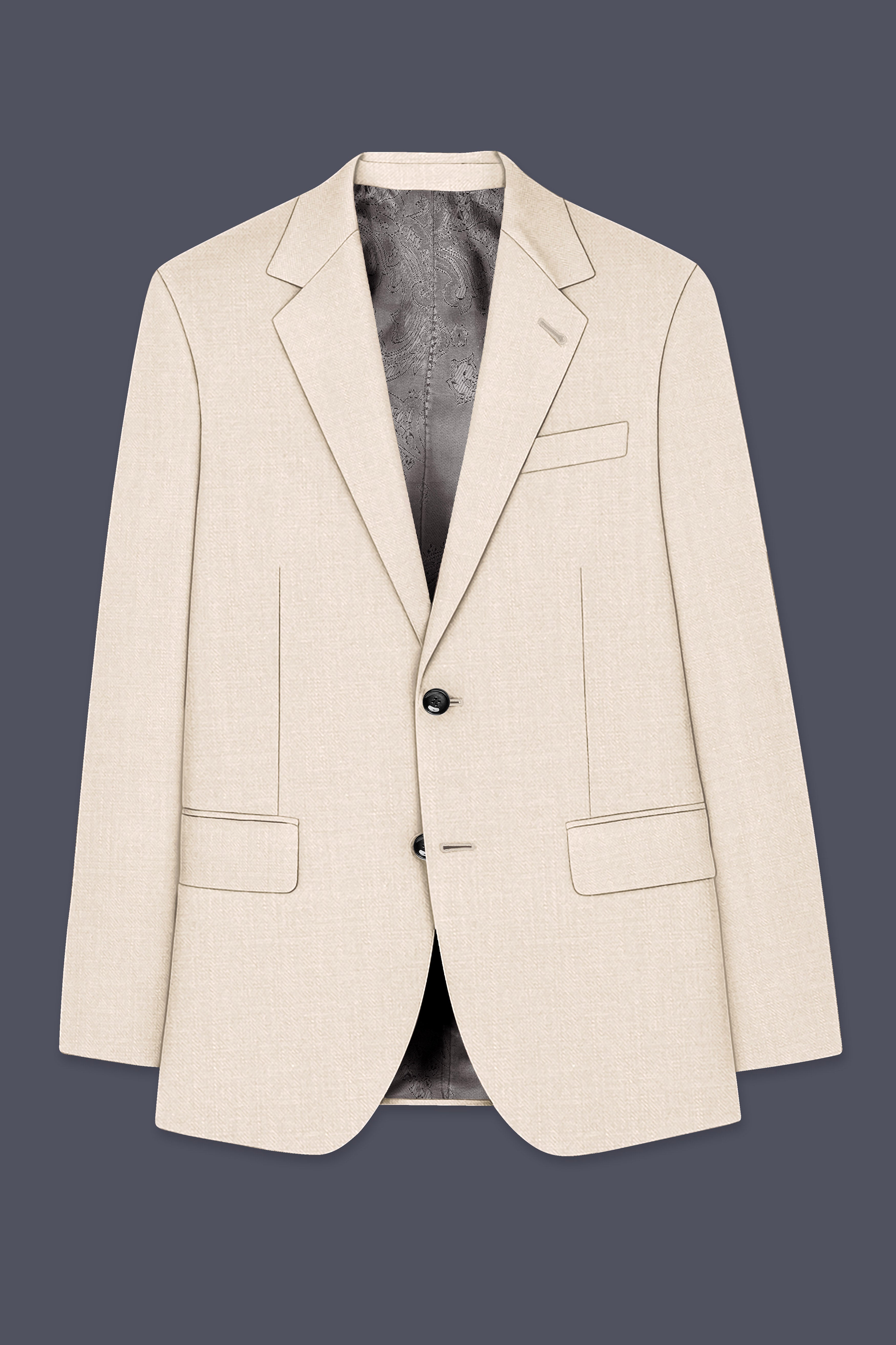 Ivoreo-Merino Cream Luxurious Linen Single Breasted Stretchable traveler Suit