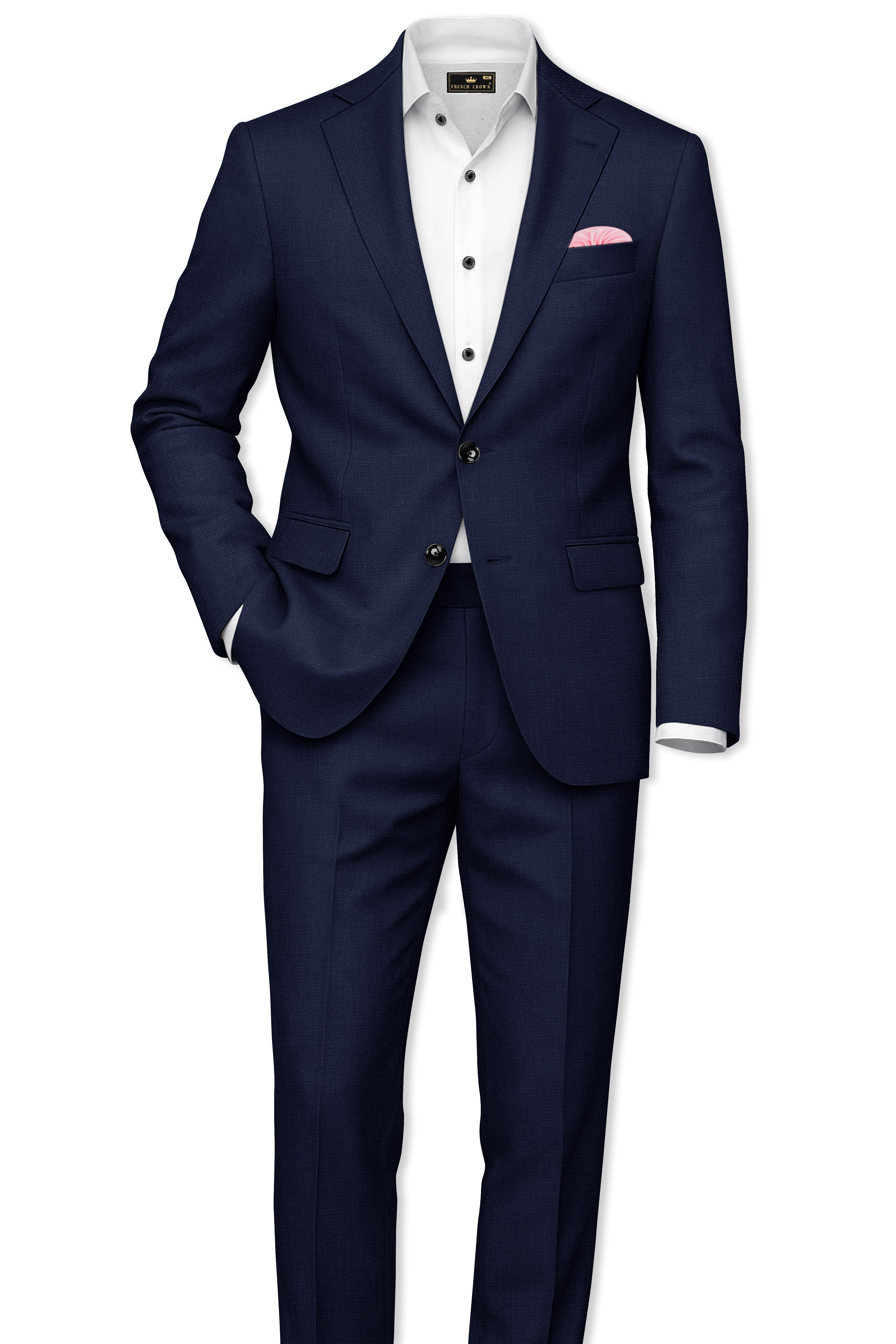 Azuriel-Firefly Blue Luxurious Linen Single Breasted Stretchable traveler Suit