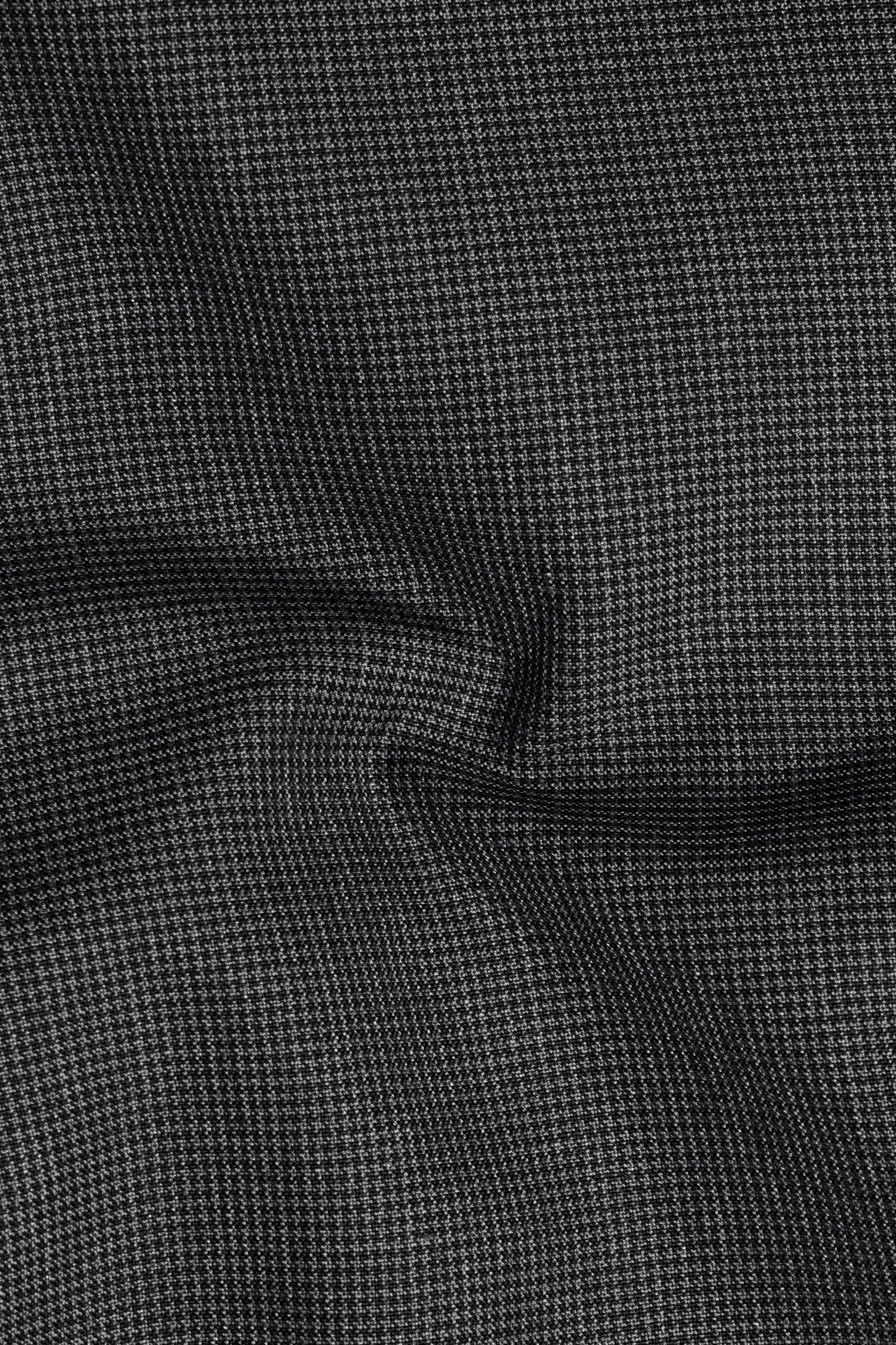 Cinerro-Tuatara Gray Wool Rich houndstooth Textured Single Breasted Suit