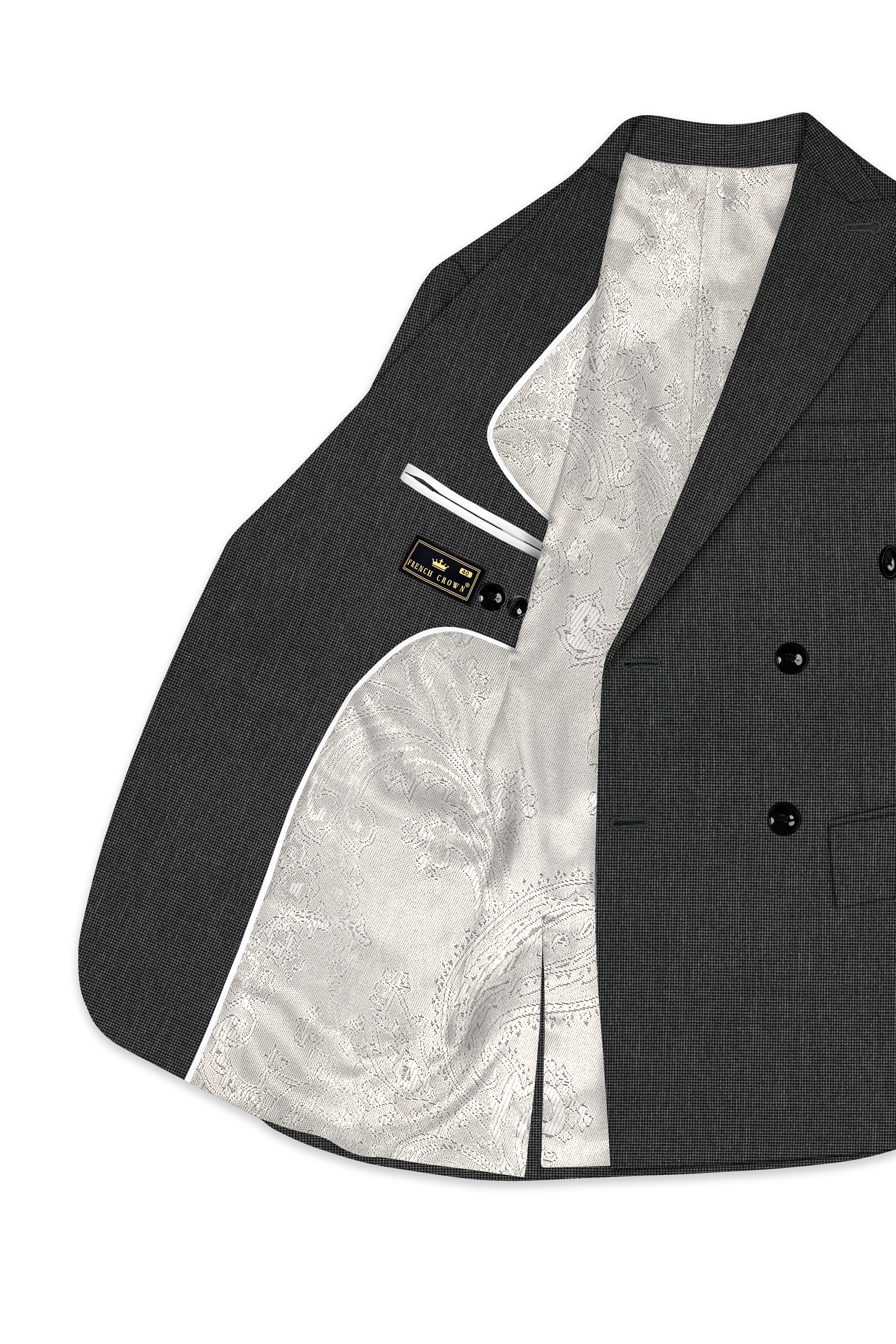 Cinerro-Mine Shaft Gray Houndstooth Wool Rich Textured Double Breasted Suit