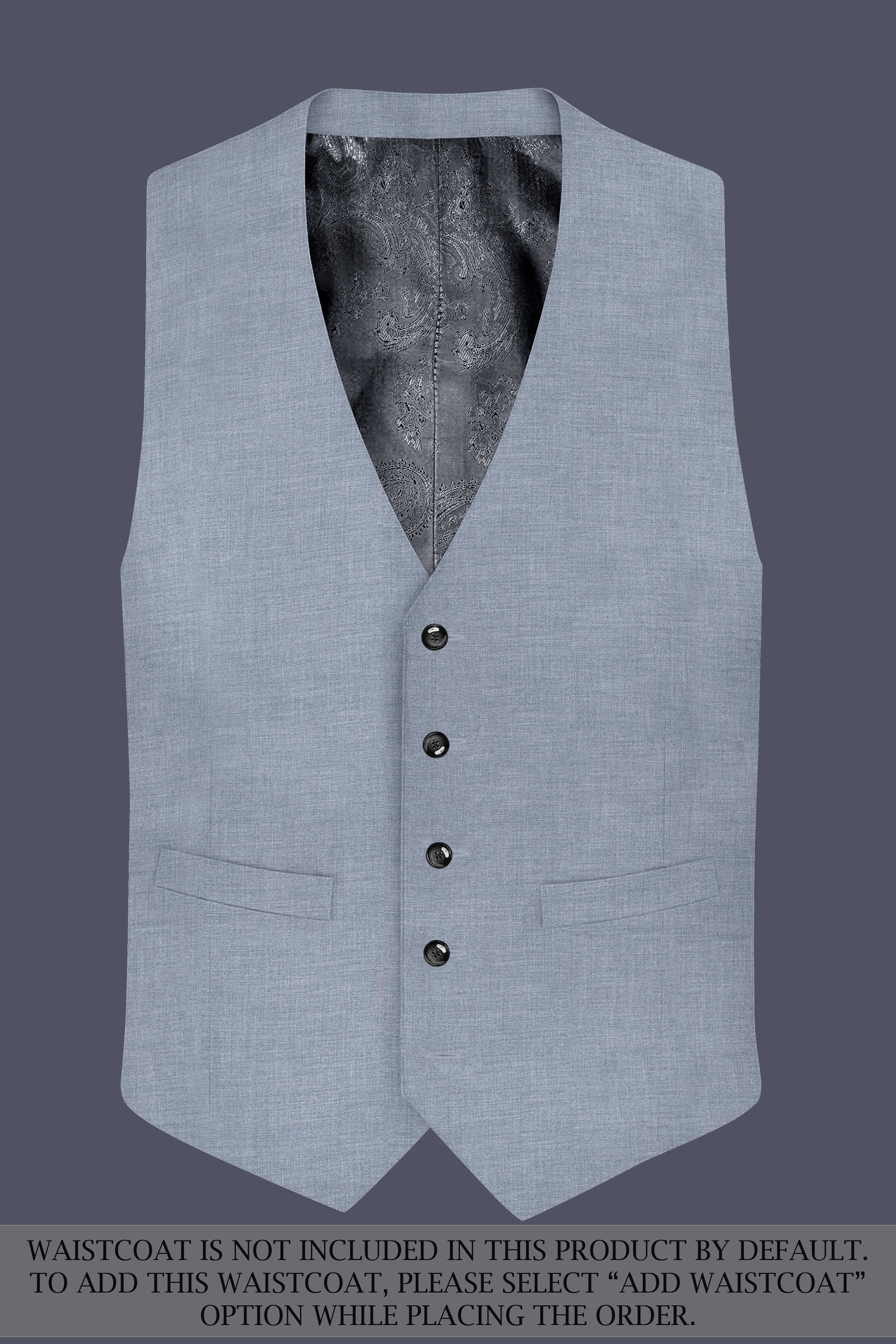 Argento-Cadet Gray Solid Wool Rich Double Breasted Suit