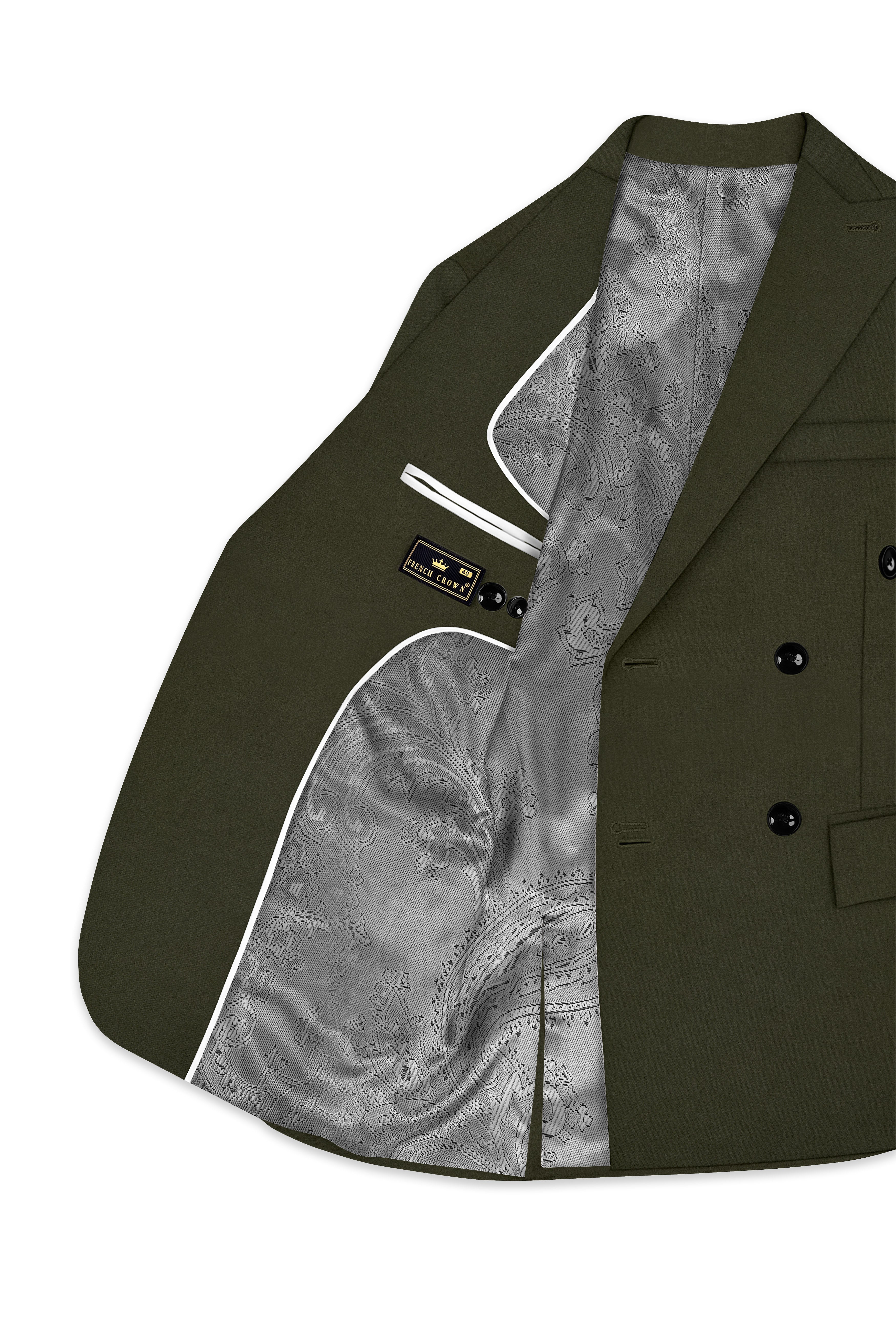 Verdaro-Zeus Green Solid Premium Cotton Double Breasted Suit