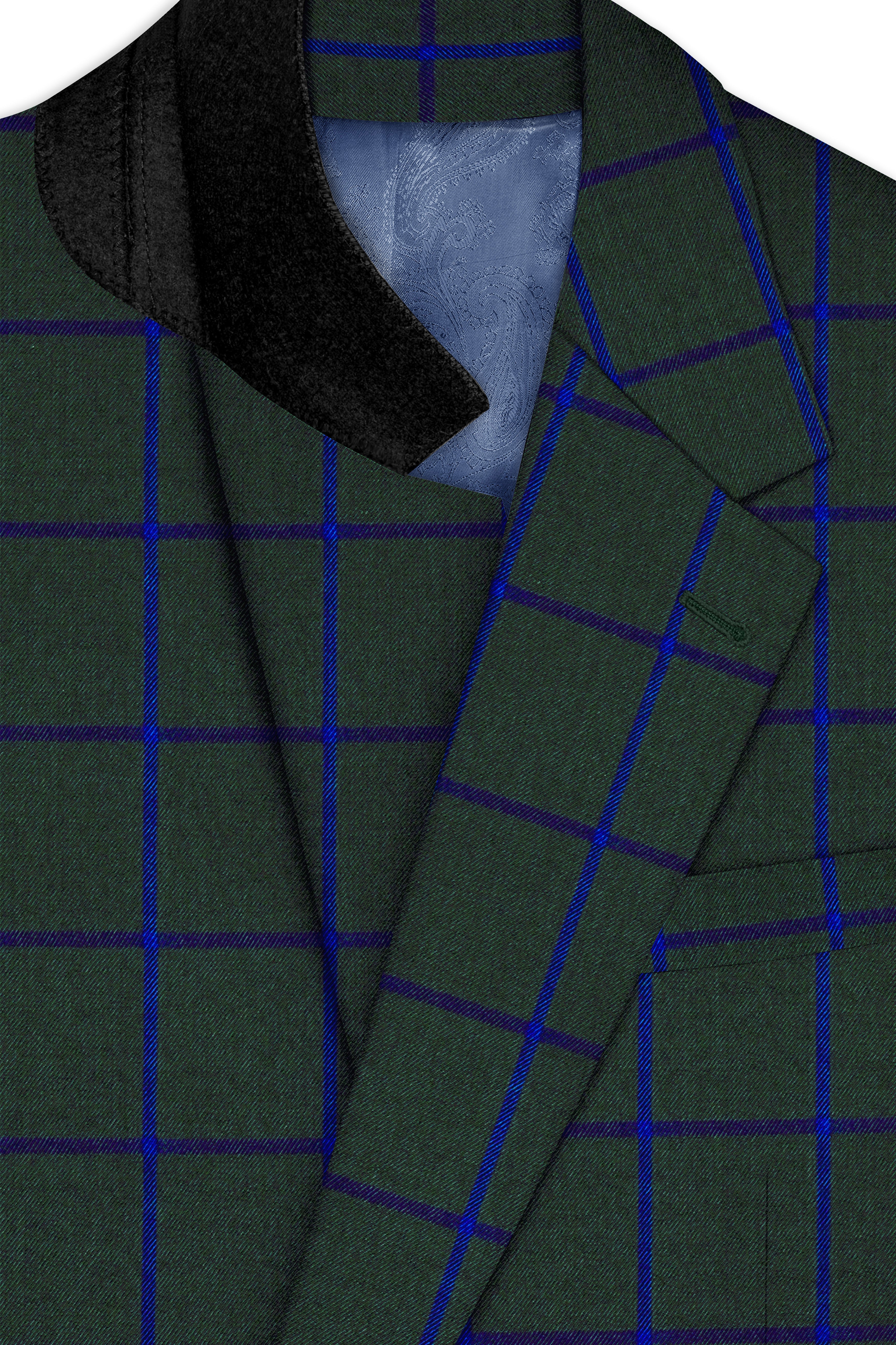 Virenzor-Thunder Green Windowpane Wool Rich Single Breasted Suit
