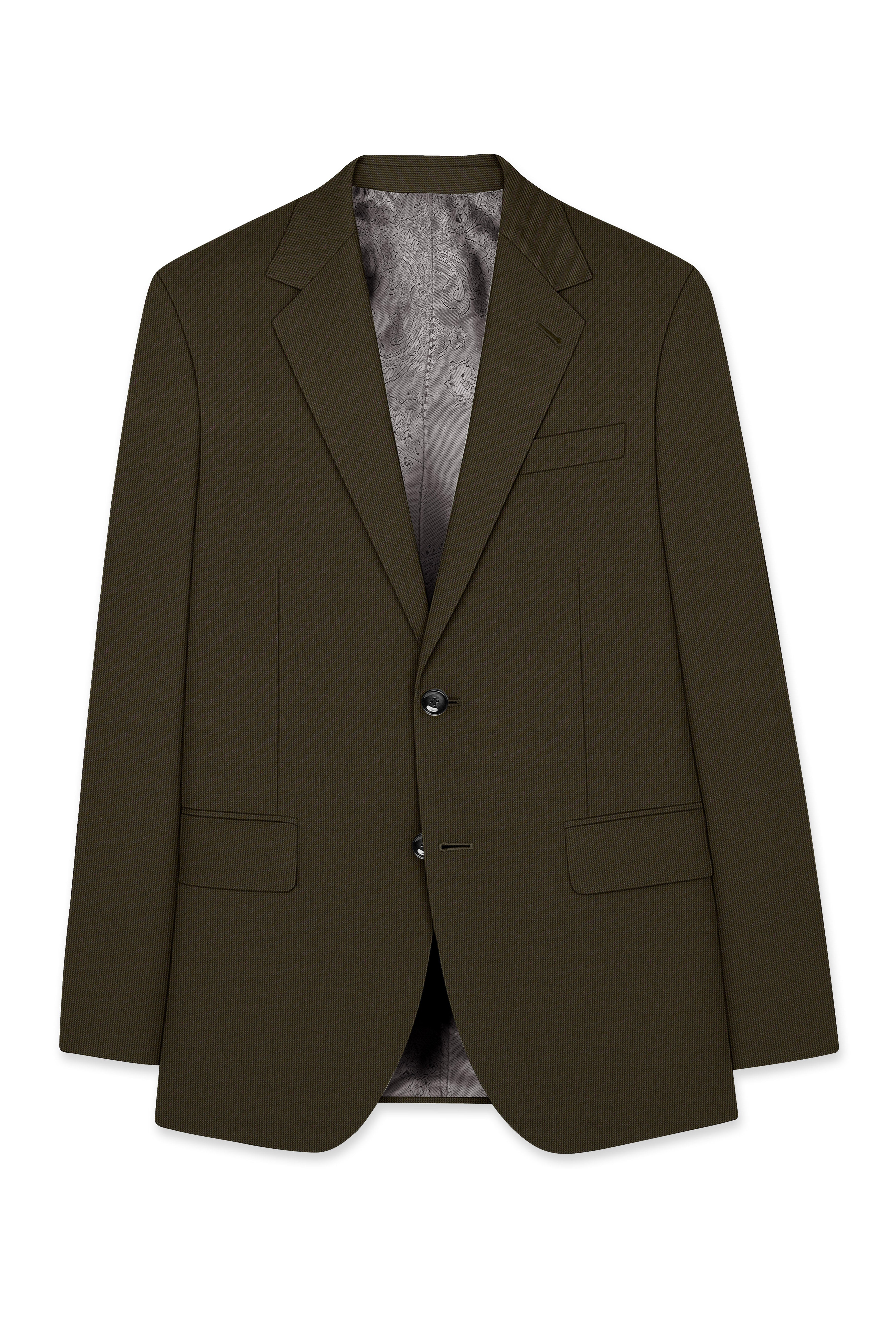 Terravo-Eternity Brown Textured Wool Rich Single Breasted Suit